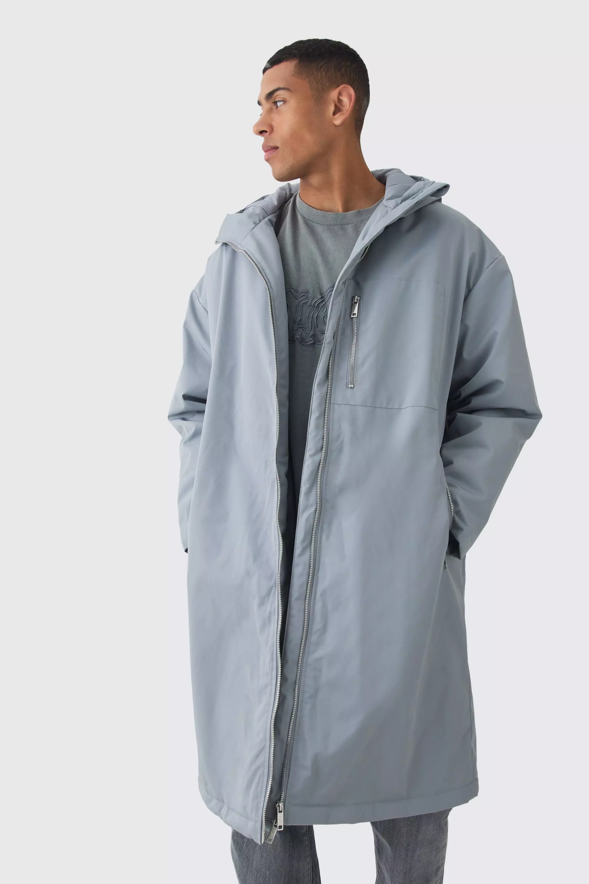 Parka longue oversize matelassée, Grey autre image