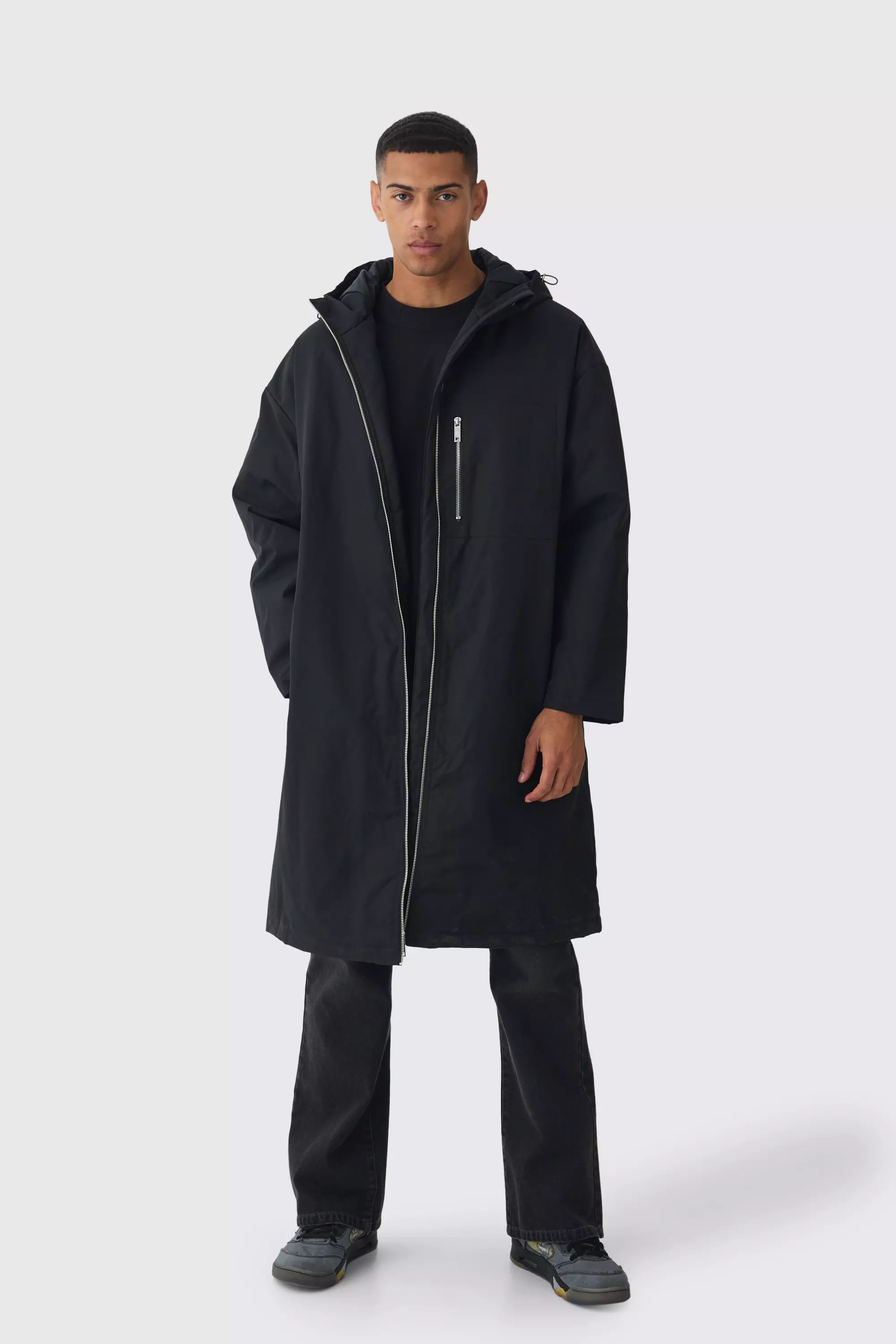 Oversized Padded Tech Longline Mac In Black alternative image