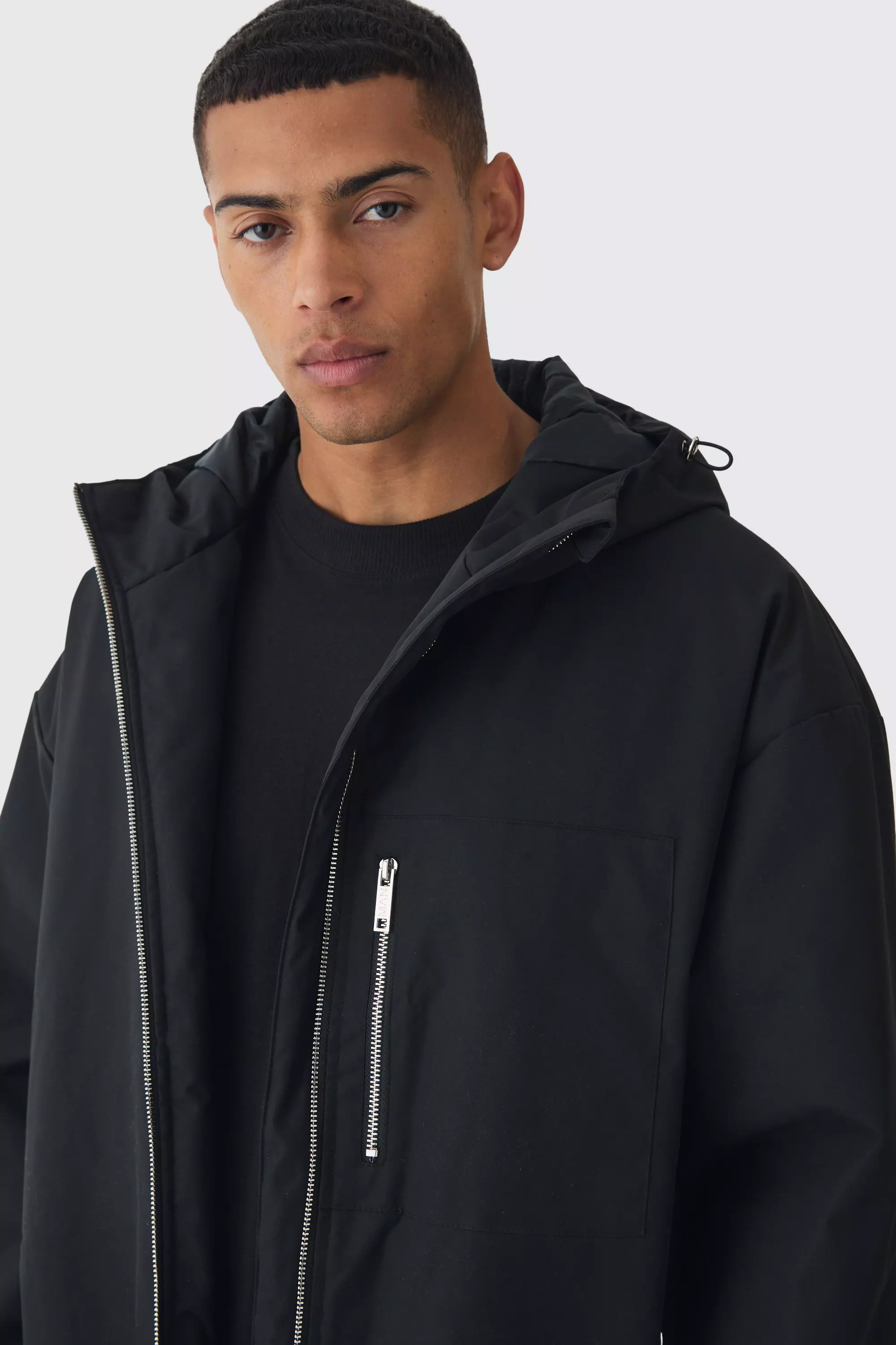 Oversized Padded Tech Longline Mac In Black alternative image