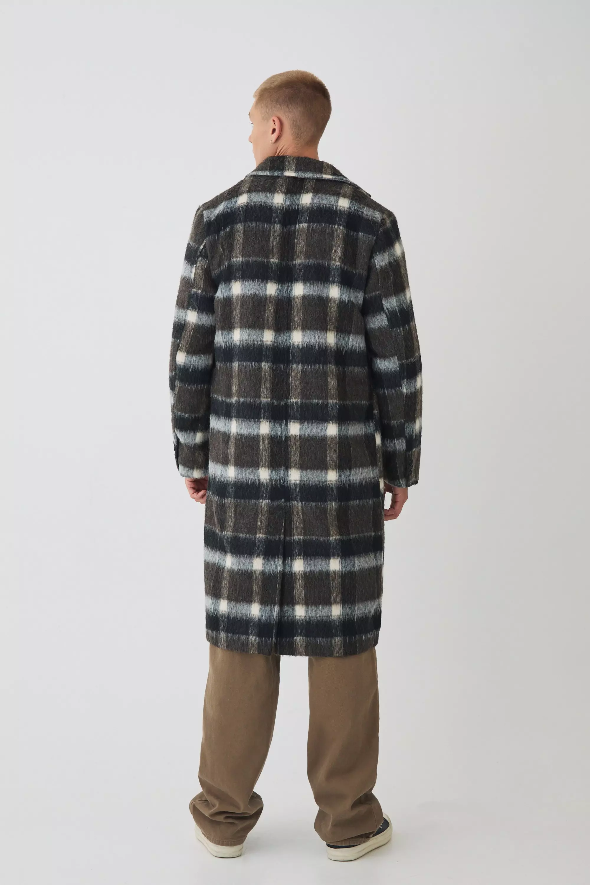 Brushed Check Overcoat In Brown alternative image