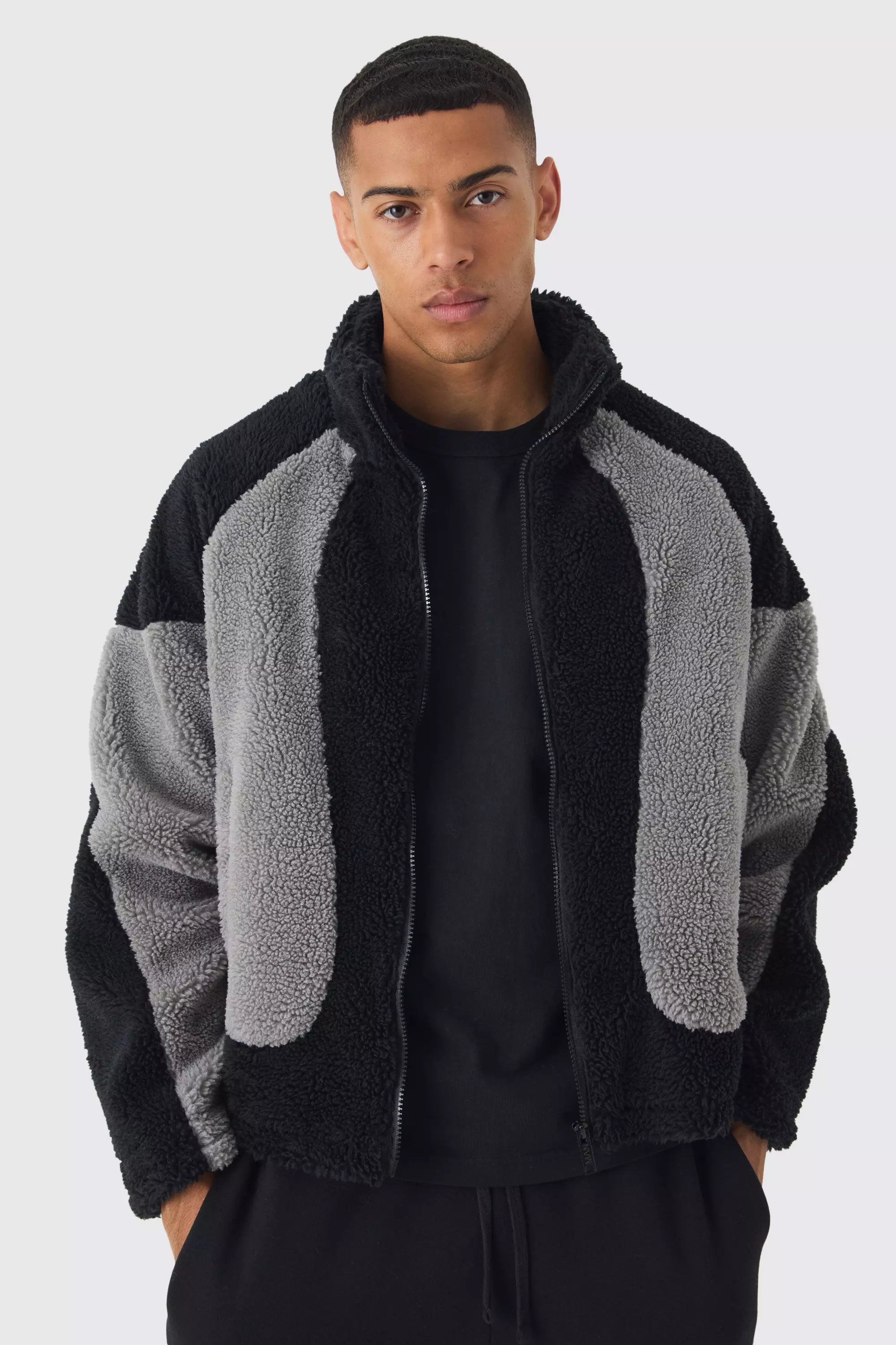 Borg jacket black hot sale