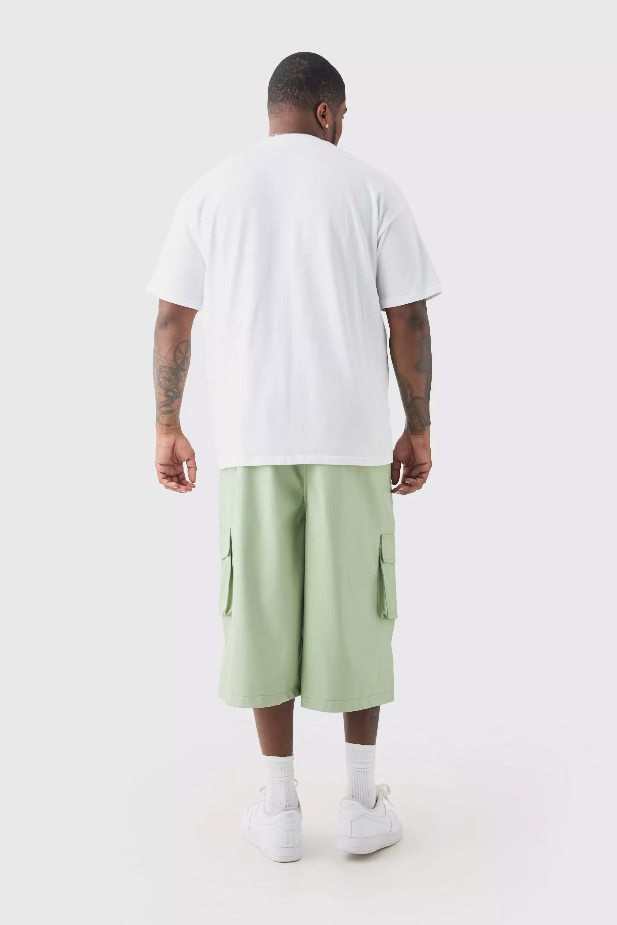 Sage Plus PU Cargo Joggingbroek Met Tailleband alternatieve afbeelding