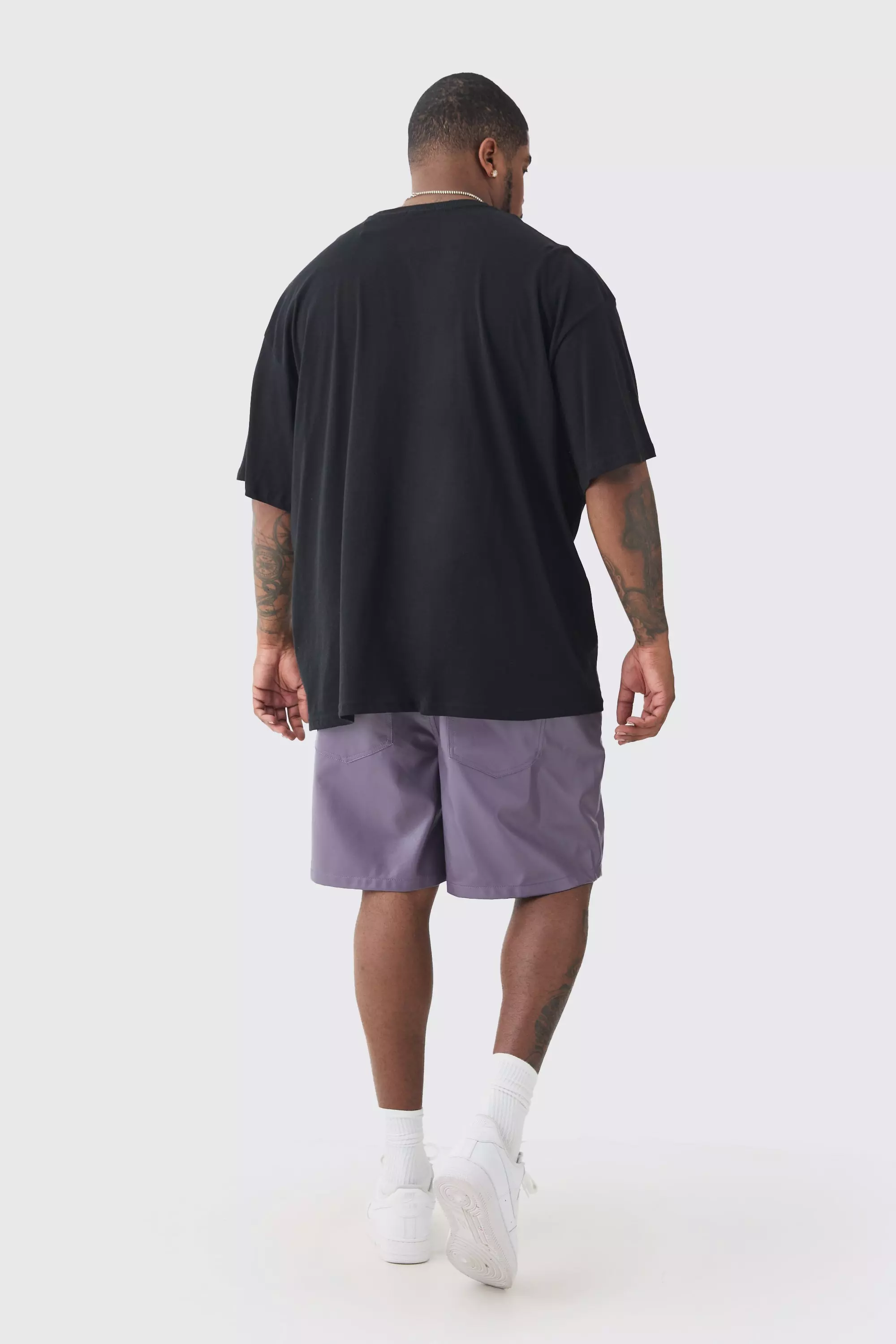 Lilac Plus Fixed Waist Relaxed PU Shorts alternative image