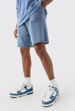 Relaxed Brushed Knit Short In Light Blue Light blue