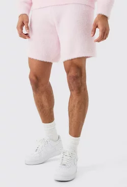 Pink Fluffy Relaxed Short In Light Pink