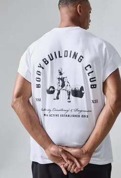 White Man Active Oversized Body Building Cut Off T-shirt