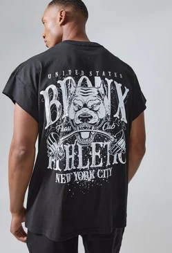 Man Active Oversized Bronx Barbell Cut Off T-shirt Black