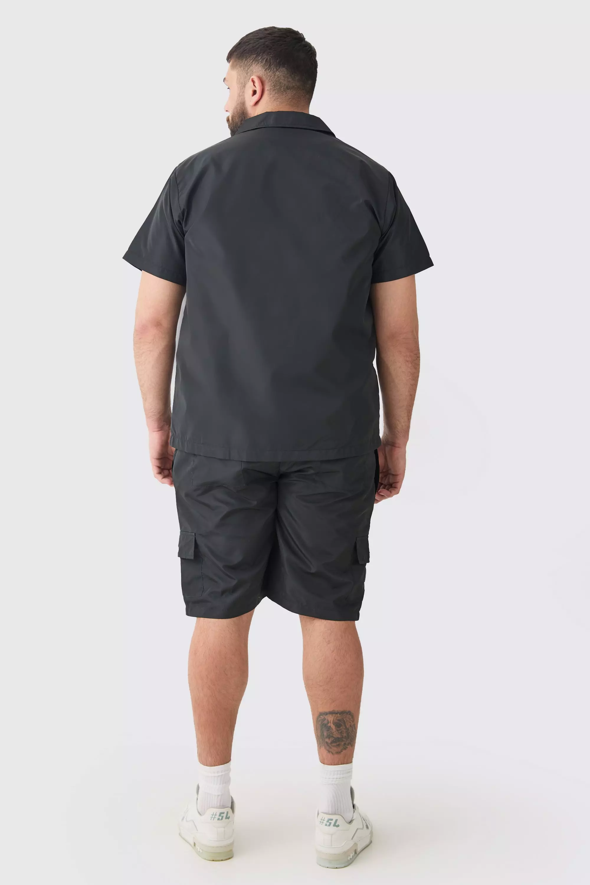 Black Plus Regular Patch Pocket Nylon Man Overshirt alternative image