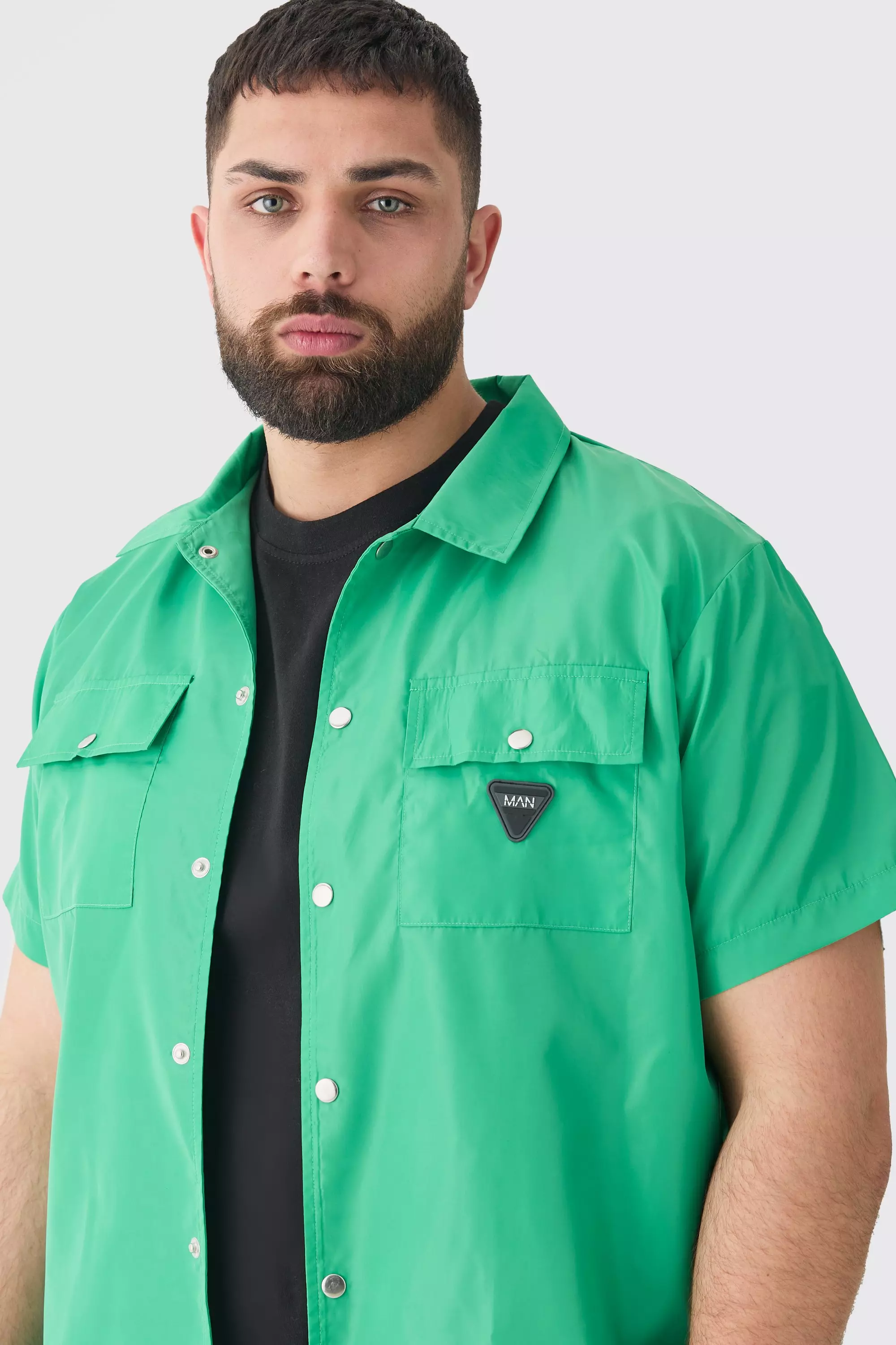 Green Plus Regular Patch Pocket Nylon Man Shirt Jacket alternative image