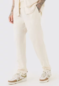 Tall Elasticated Waist Tapered Linen Trouser In Natural Natural