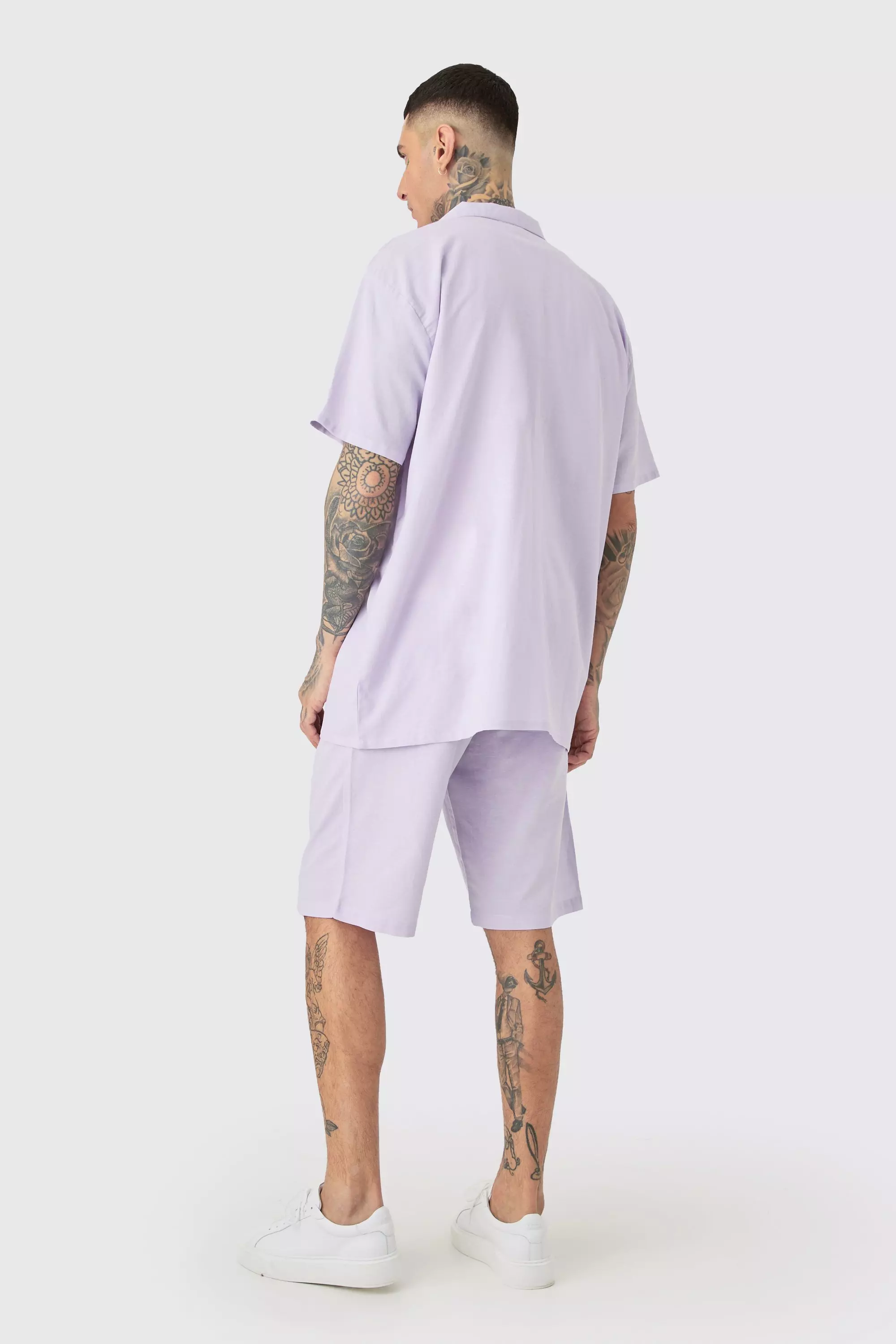 Tall Oversize Leinen-Hemd & Shorts in Lila, Lilac alternatives Bild