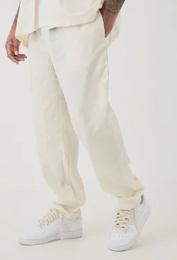 Plus Elasticated Waist Tapered Linen Trouser In Natural Natural