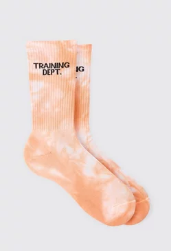 Man Active Training Dept Tie-dye Crew Socks Orange
