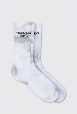 Man Active Training Dept Tie-dye Crew Socks Light grey