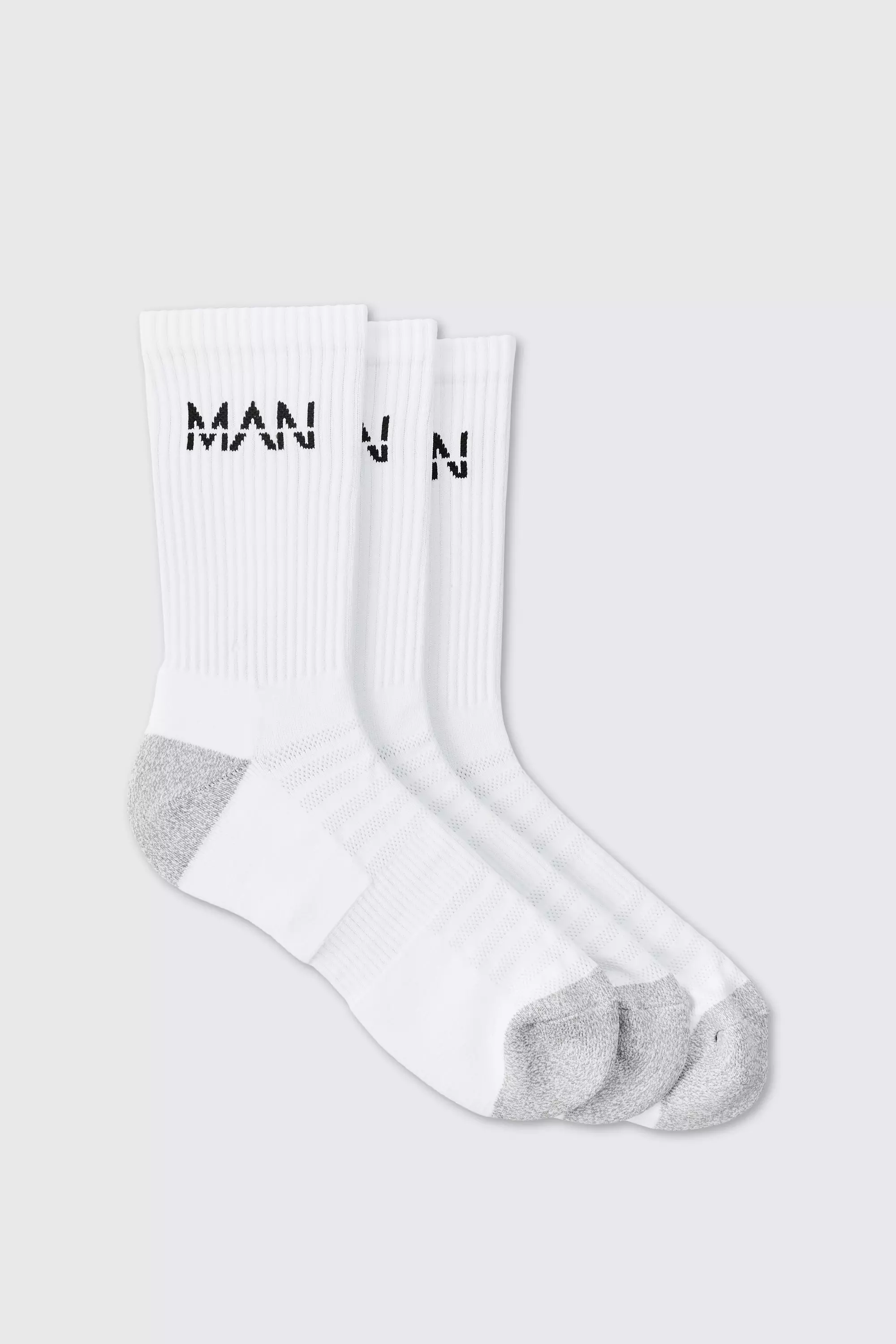 White Man Active Cushioned Training Crew 3 Pack Socks alternative image