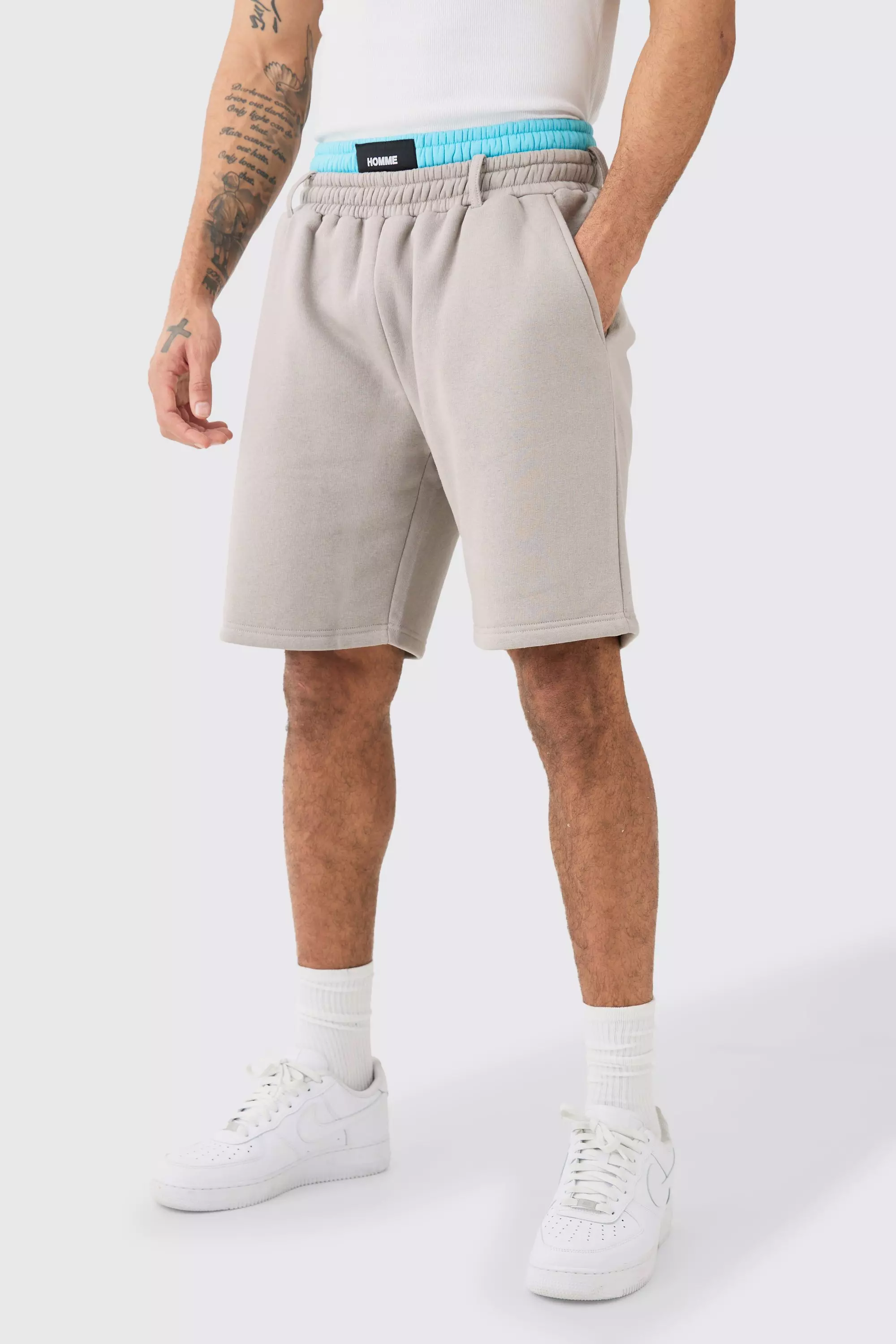 Relaxed Double Waistband Short Grey