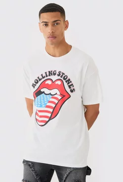 Oversized Usa Rolling Stones License T-shirt White