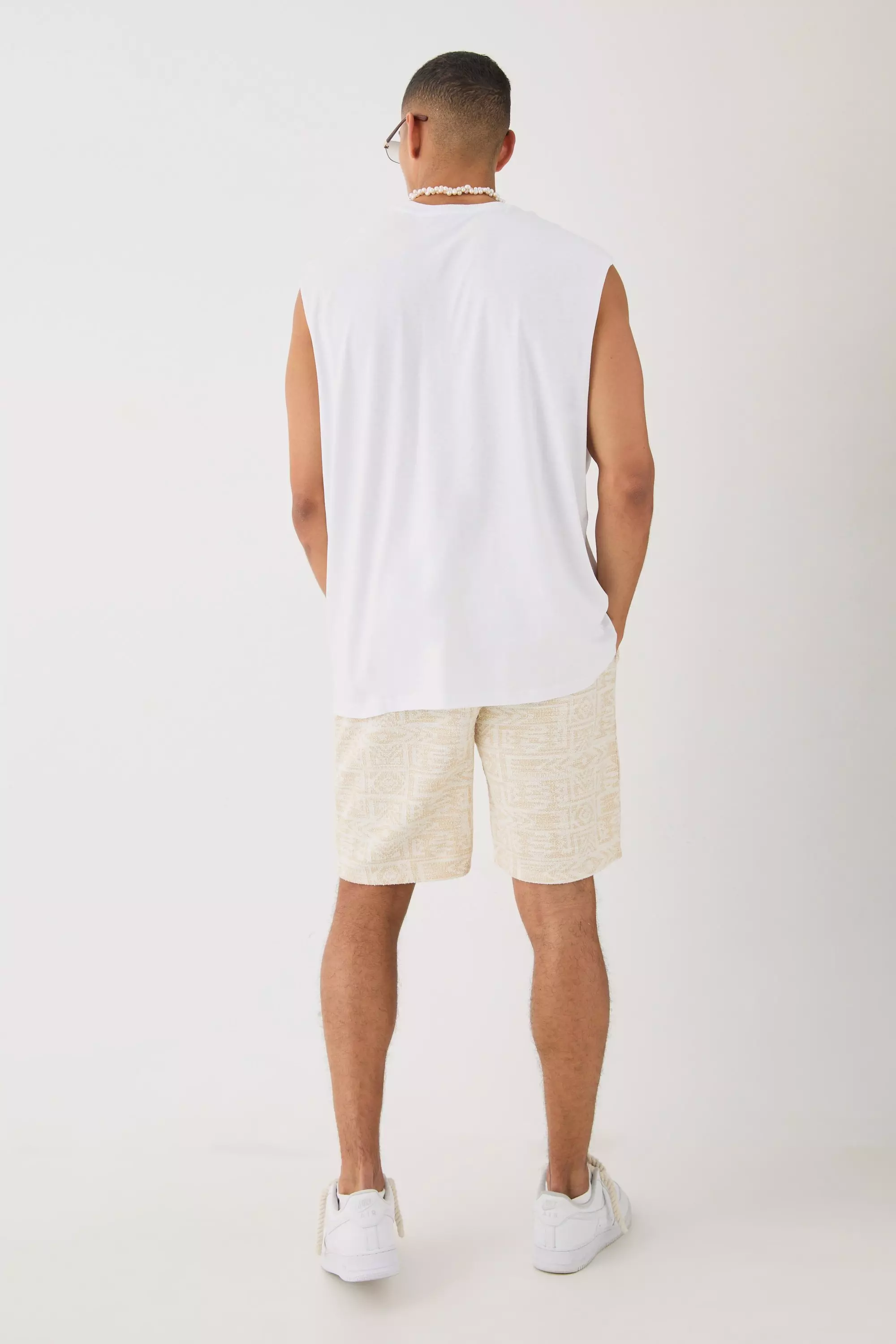 Stone Man Oversized Tank And Jacquard Shorts Set alternative image