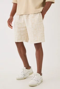 Relaxed Fit Mid Length Jacquard Short Stone