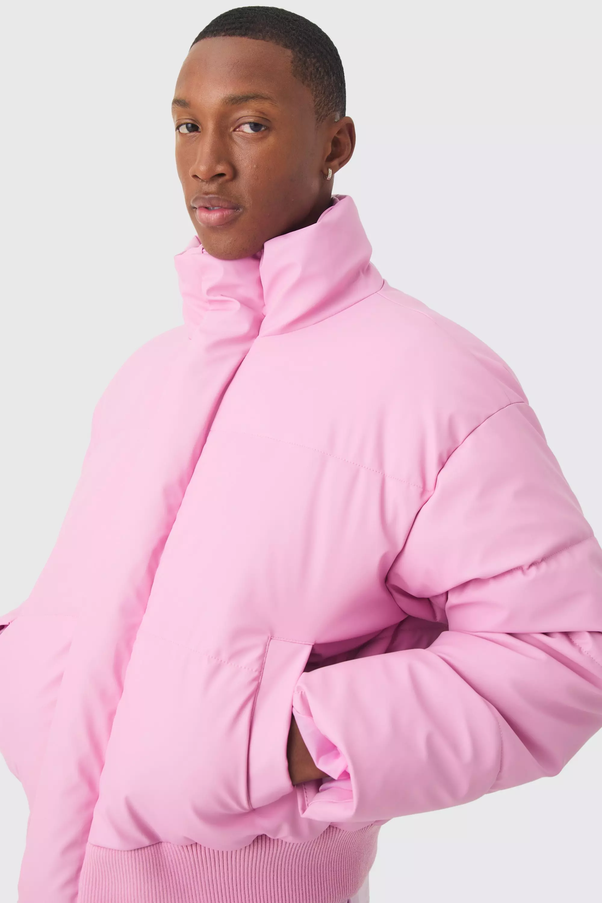 Doudoune oversize à col montant, Pink autre image