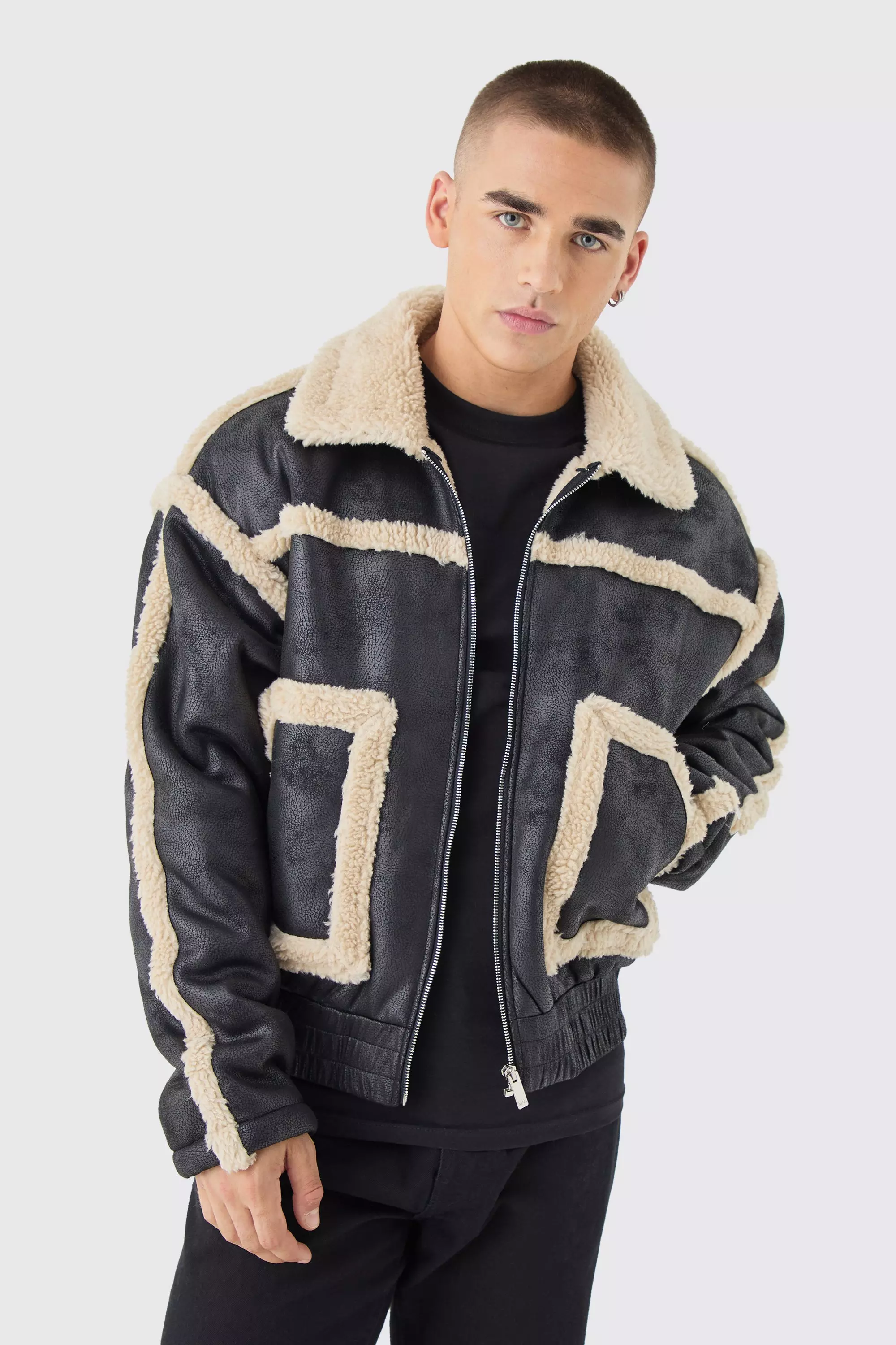 Boohooman borg shops jacket