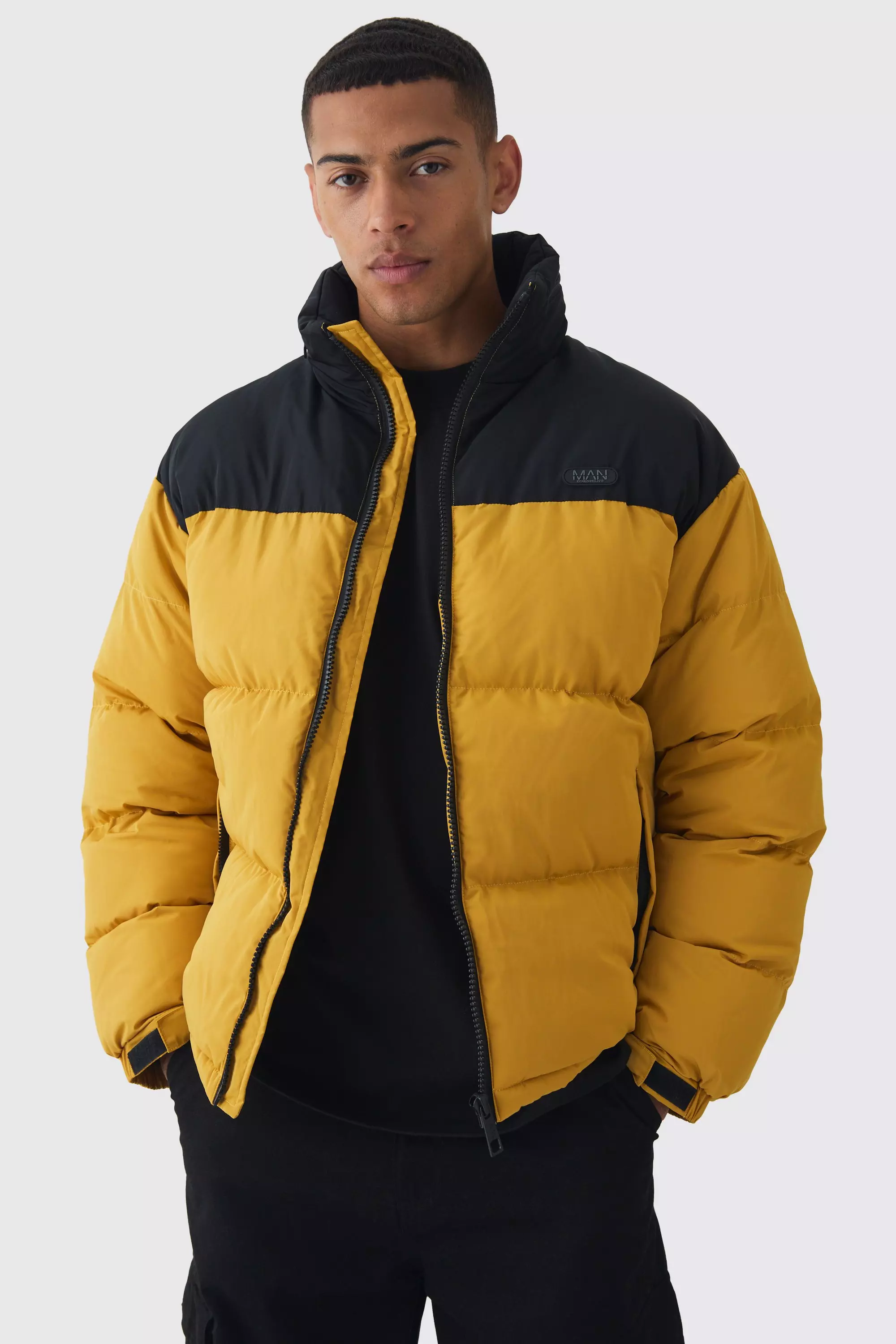 Mustard bubble coat hotsell