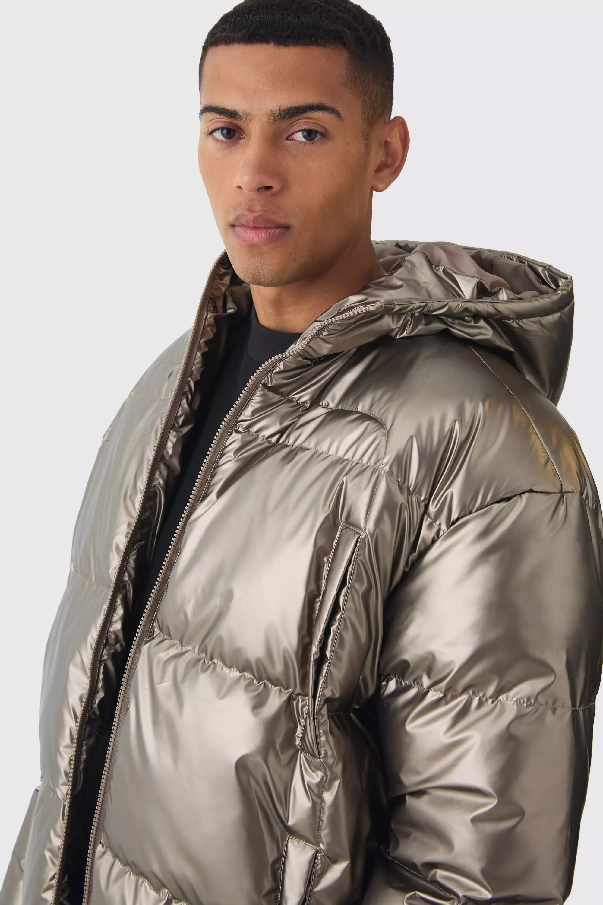 Boohooman high shine puffer online
