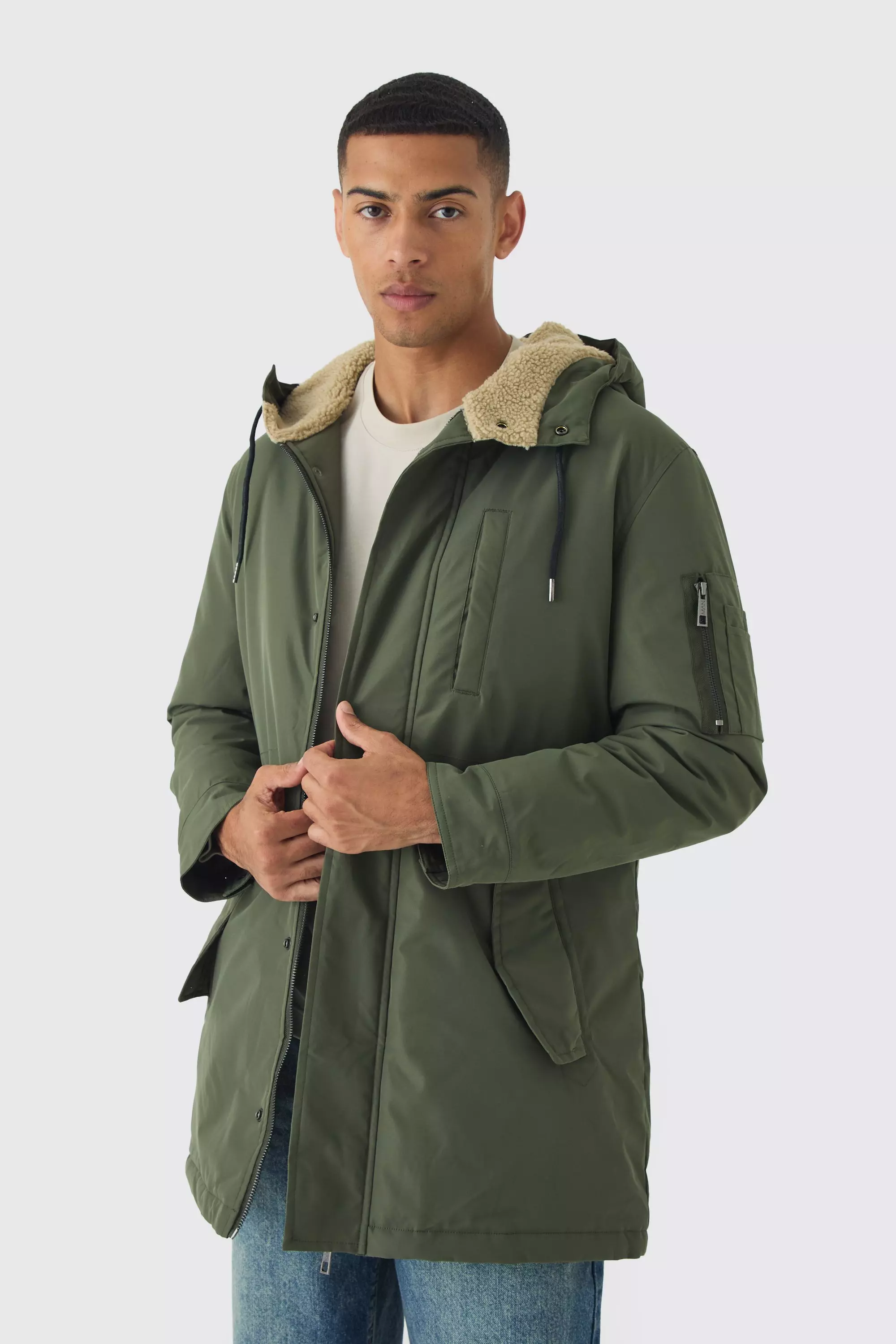 Parka oversize à capuche en polaire, Khaki autre image