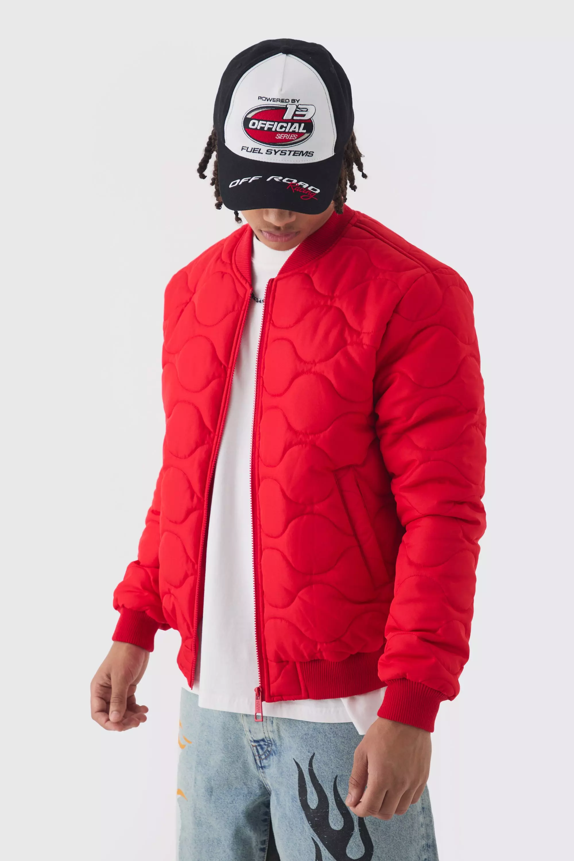 Official Quilted Bomber In Red Red