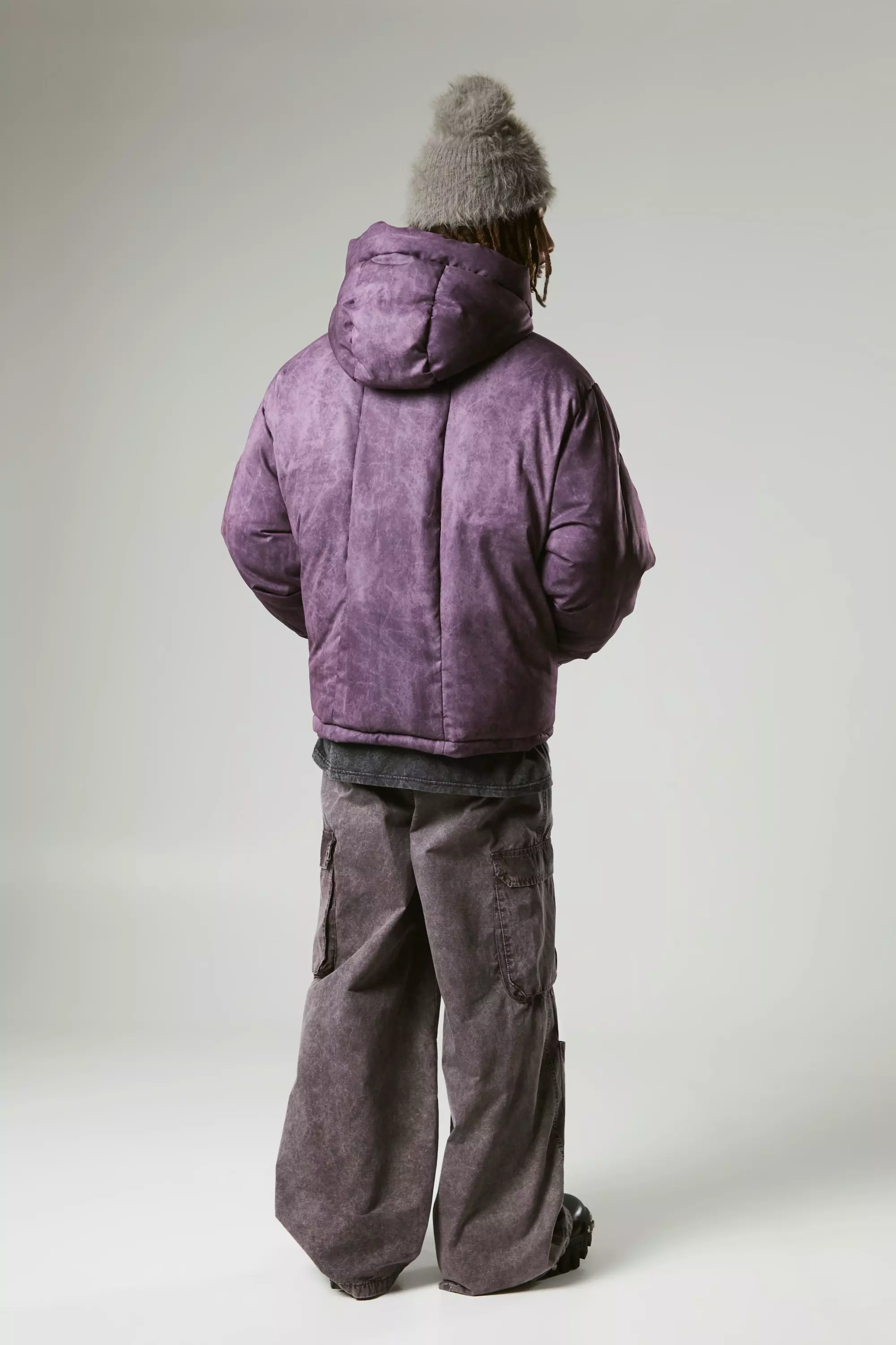 Doudoune délavée à capuche violette, Purple autre image