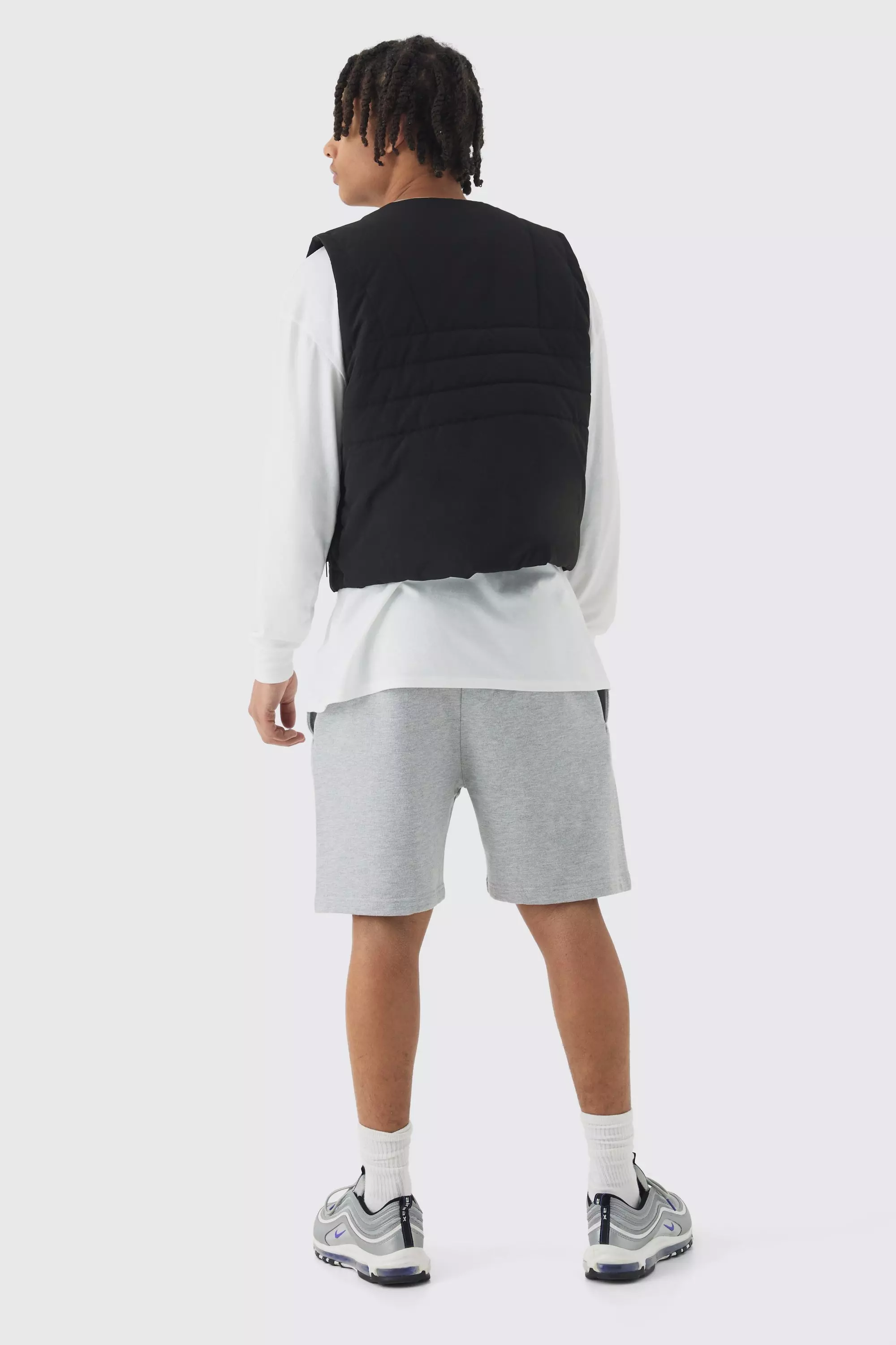 Boxy Abstract Quilted Gilet In Black alternative image