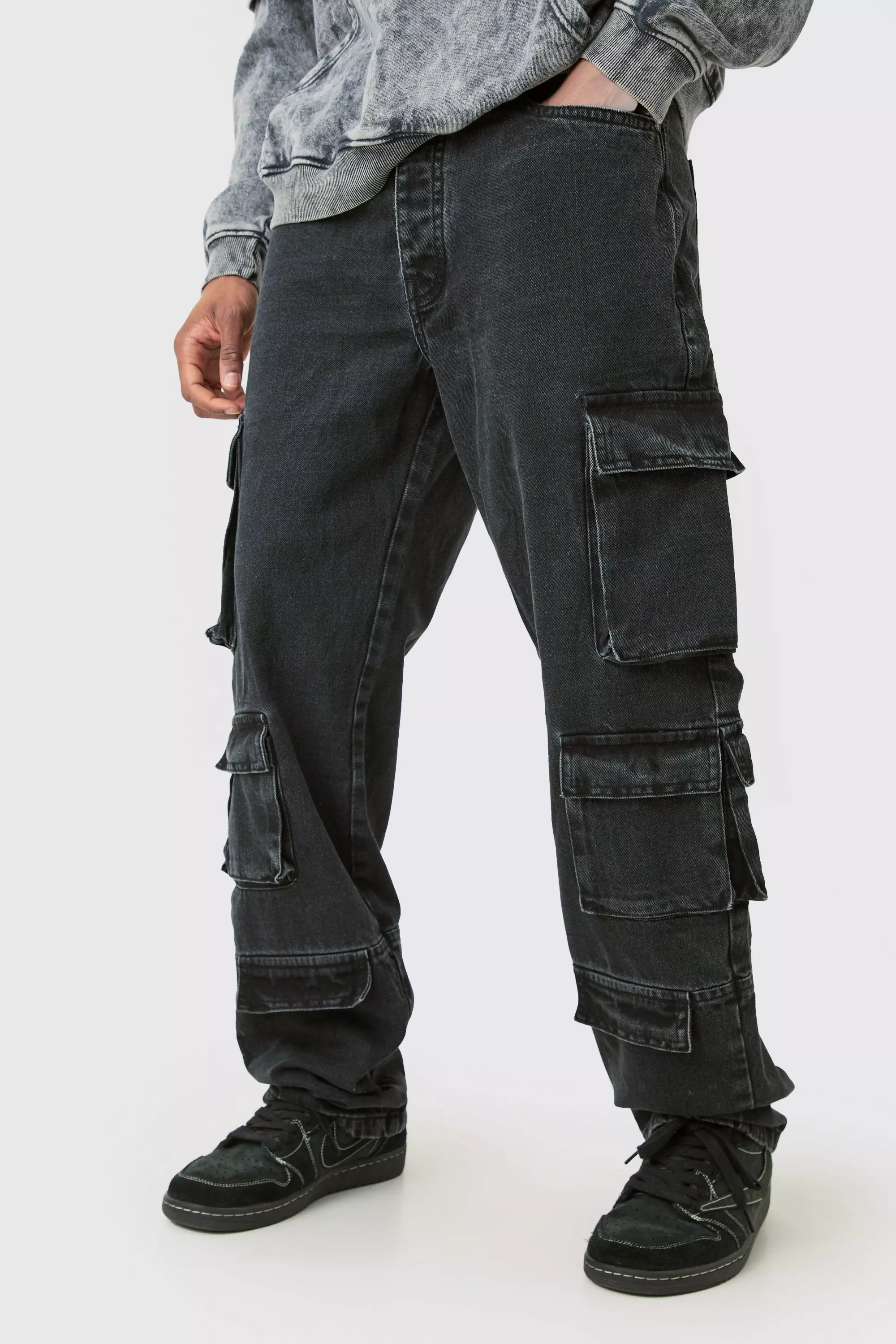 Tall - Jean cargo large délavé, Charcoal autre image