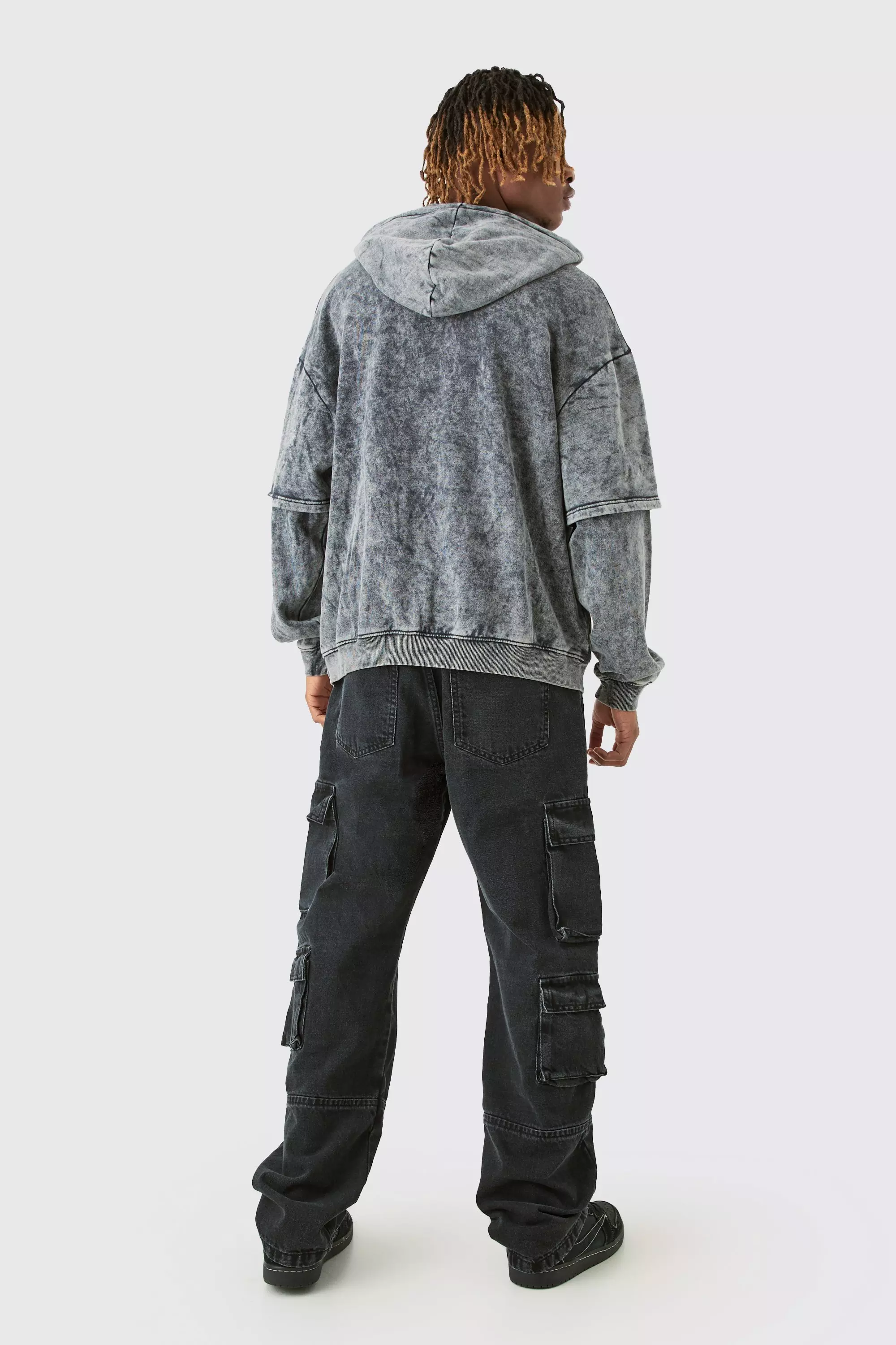Tall - Jean cargo large délavé, Charcoal autre image