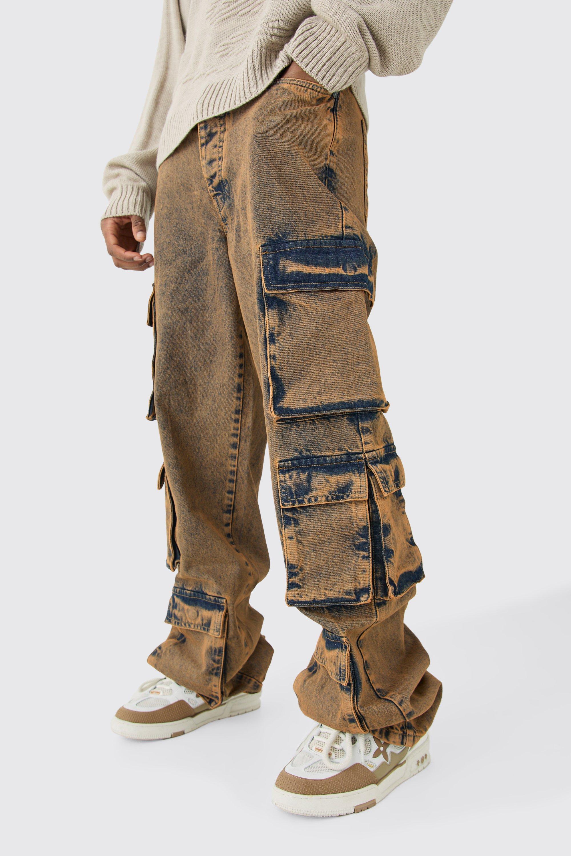 Buy DENIM UNCLE Men Wide Leg 6 Pocket Cargo Denim Jeans