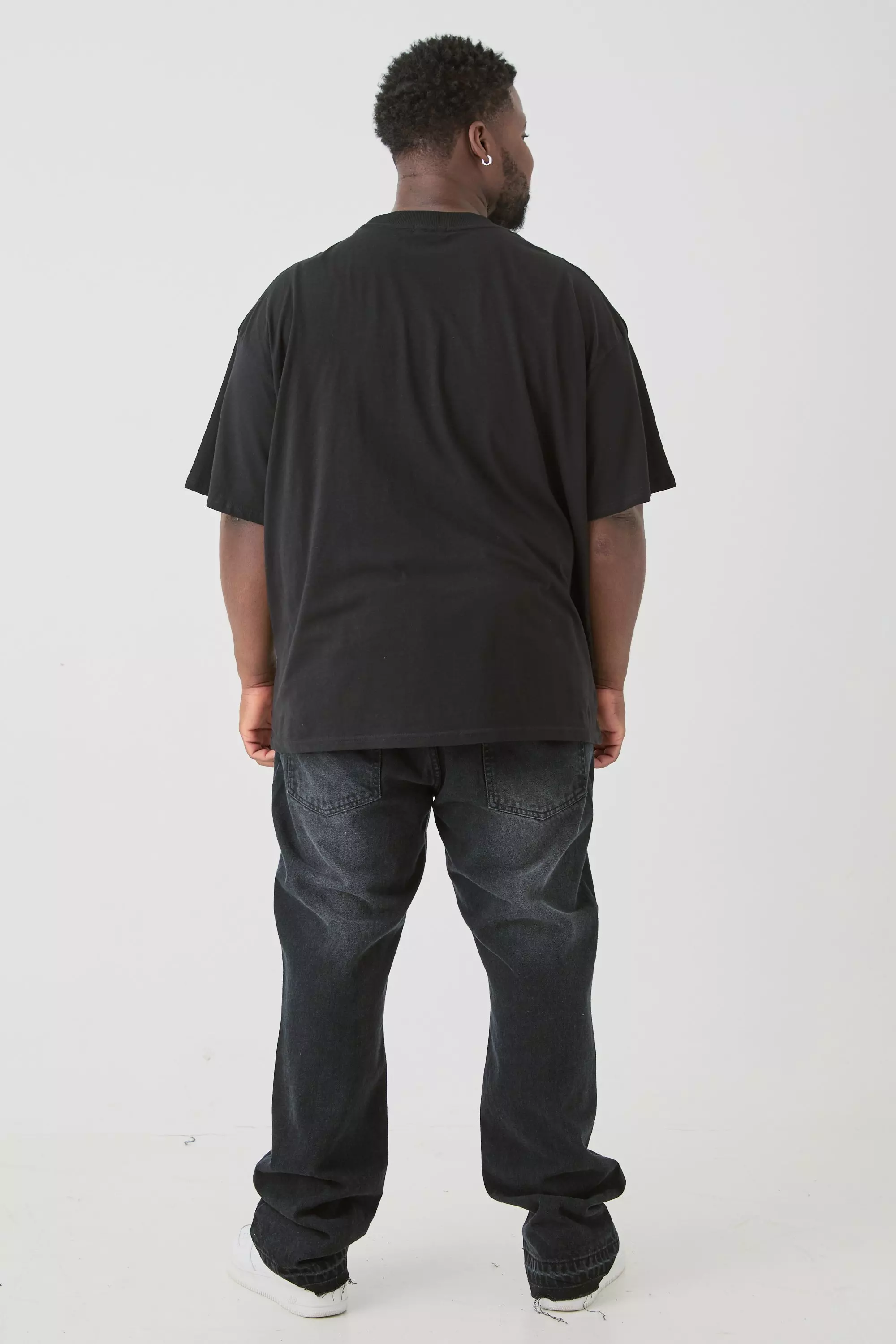 Washed black Plus Slim Rigid Flare Cross Applique Jeans alternative image