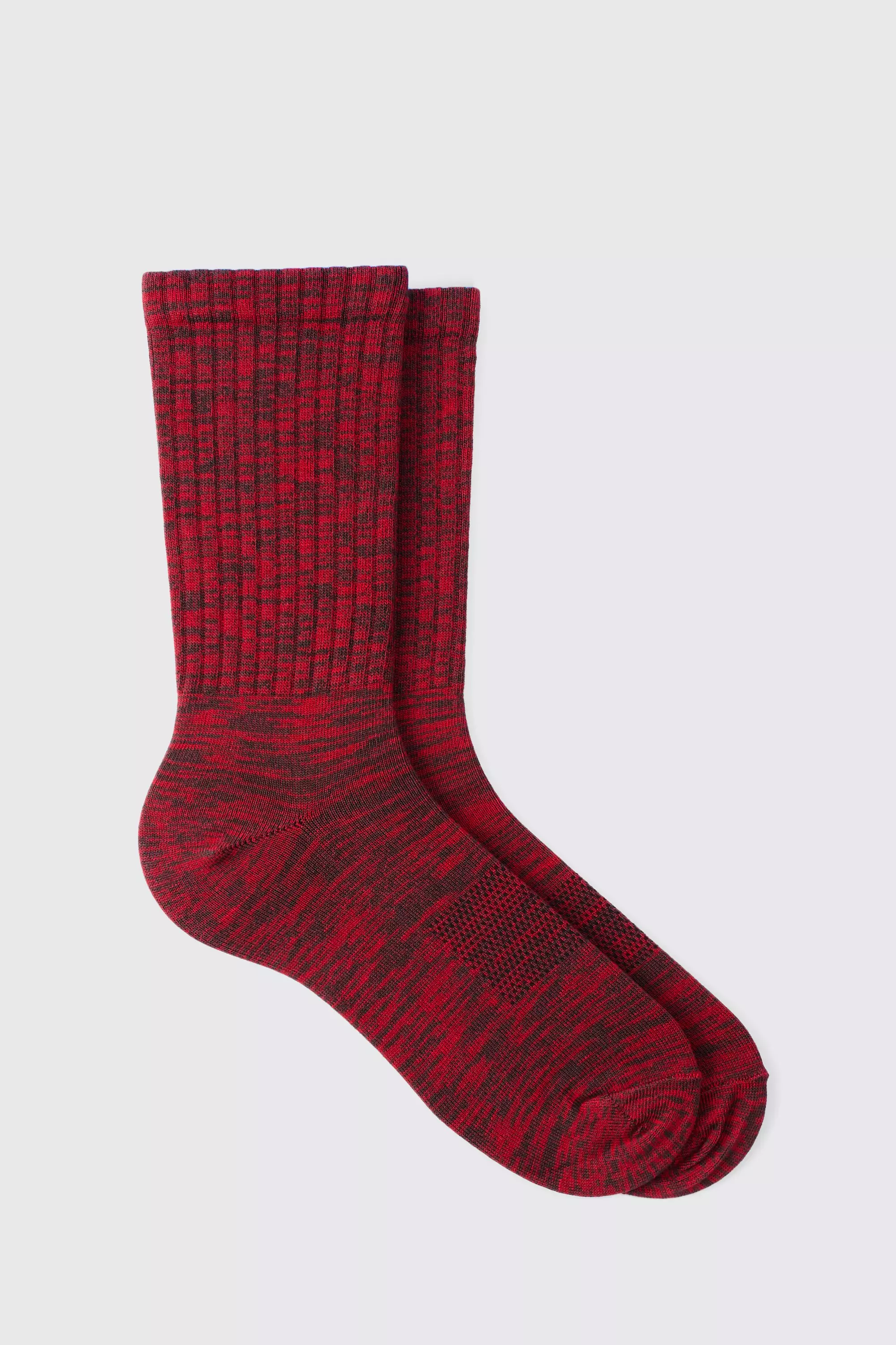 Plain Marl Socks In Red Red