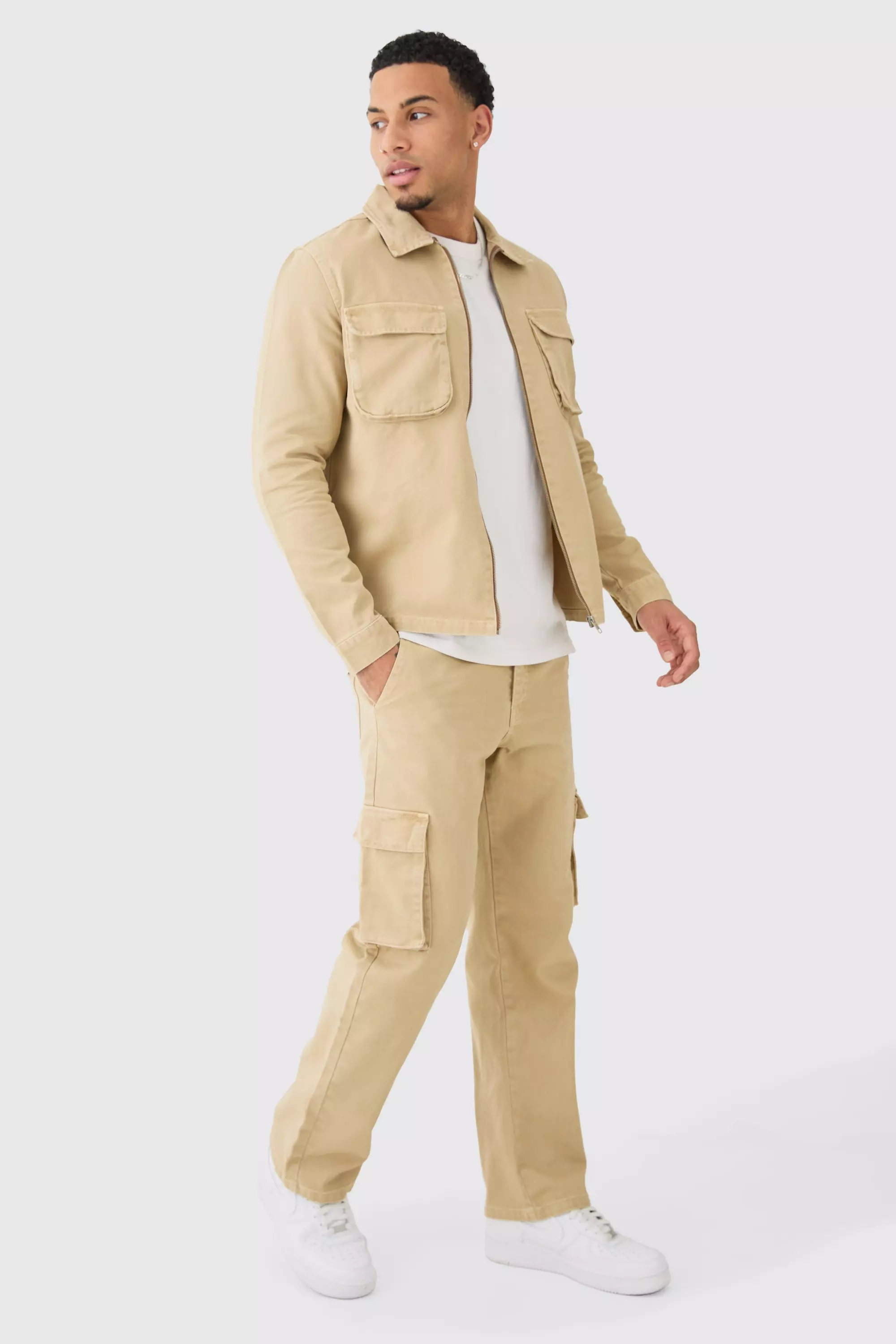 Taupe Beige Official Man Utility Shirt & Trouser Set