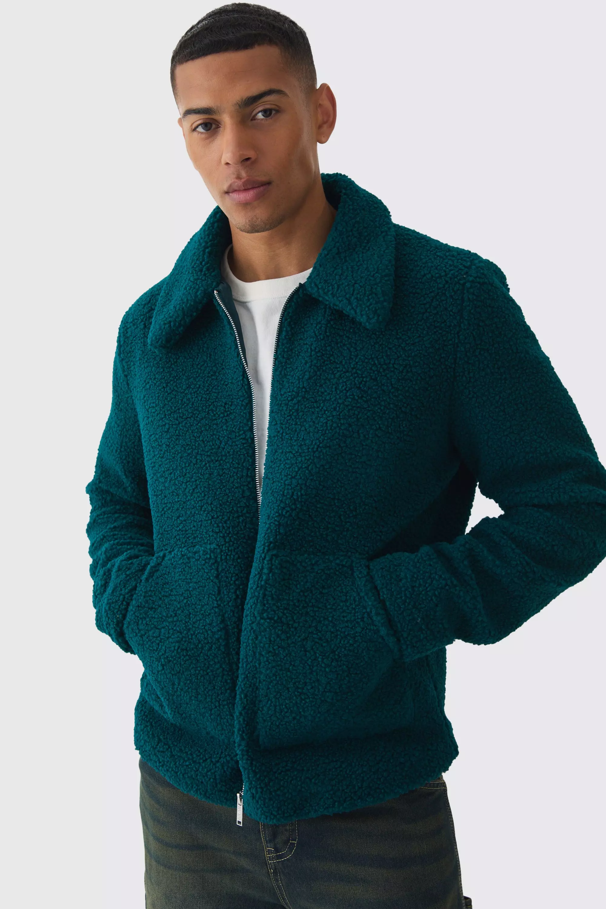 Borg Harrington Jacket In Teal Teal