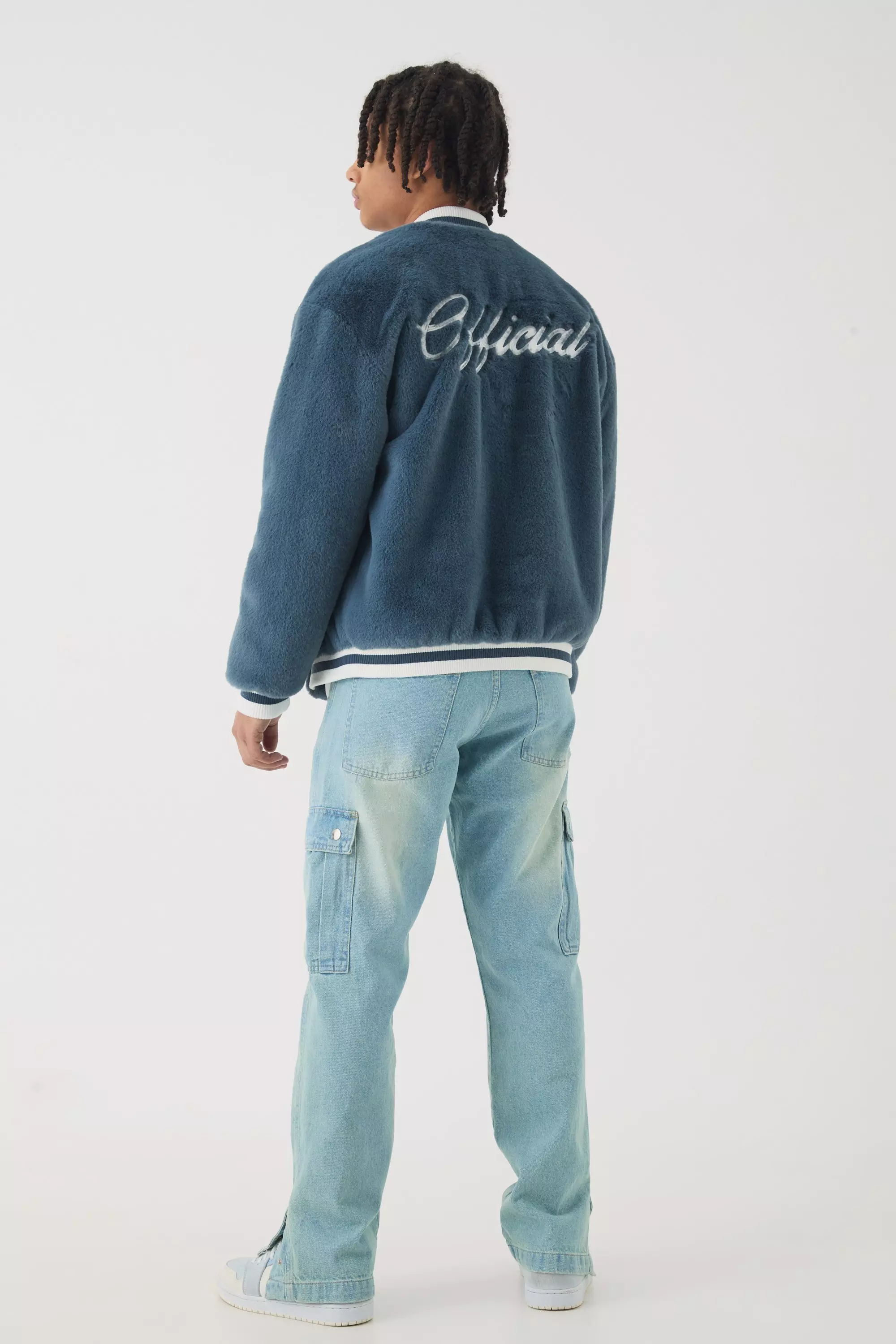 Official Faux Fur Bomber Jacket In Blue alternative image