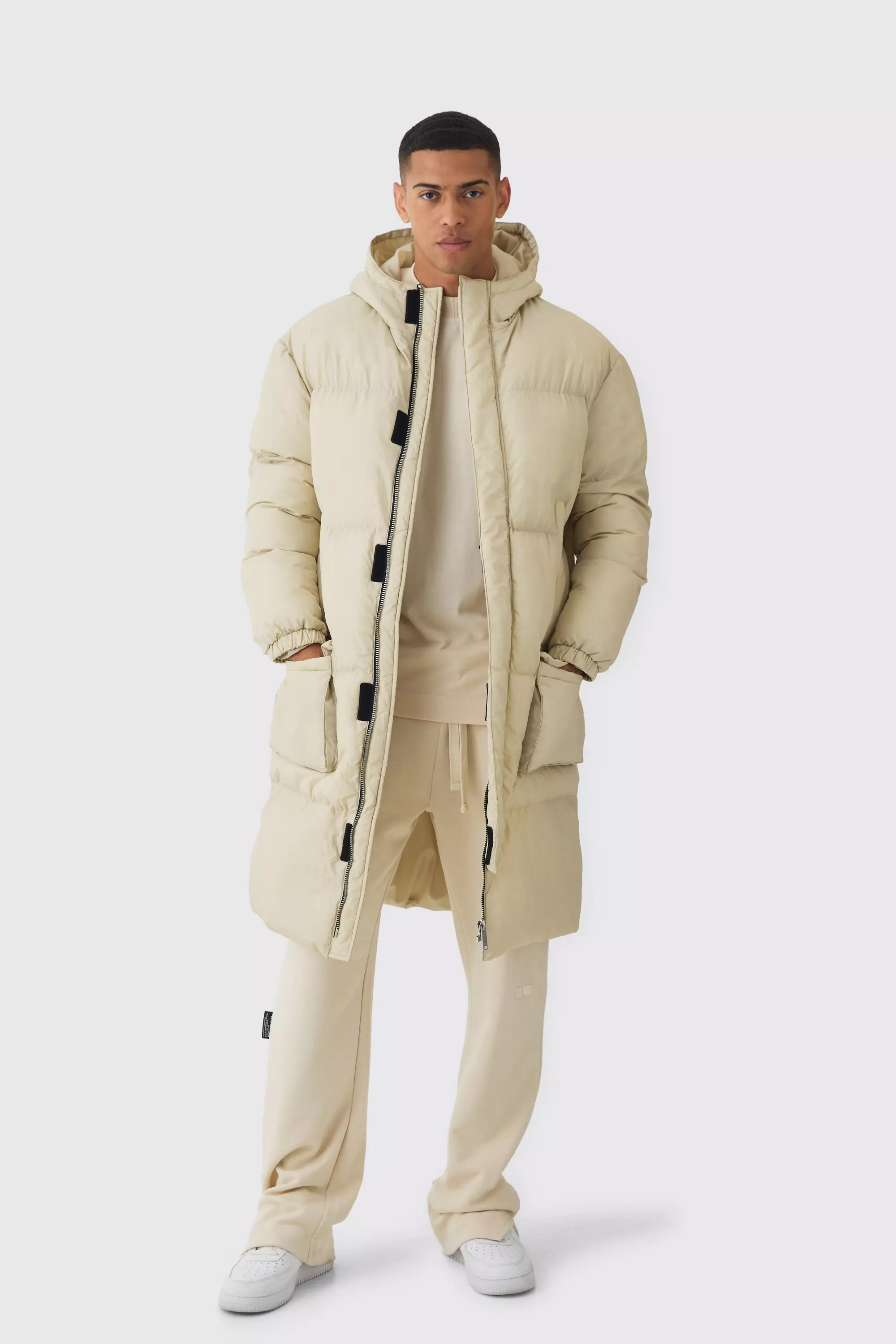 Ecrufarbene 4-Taschen Steppjacke mit Kapuze, Ecru alternatives Bild