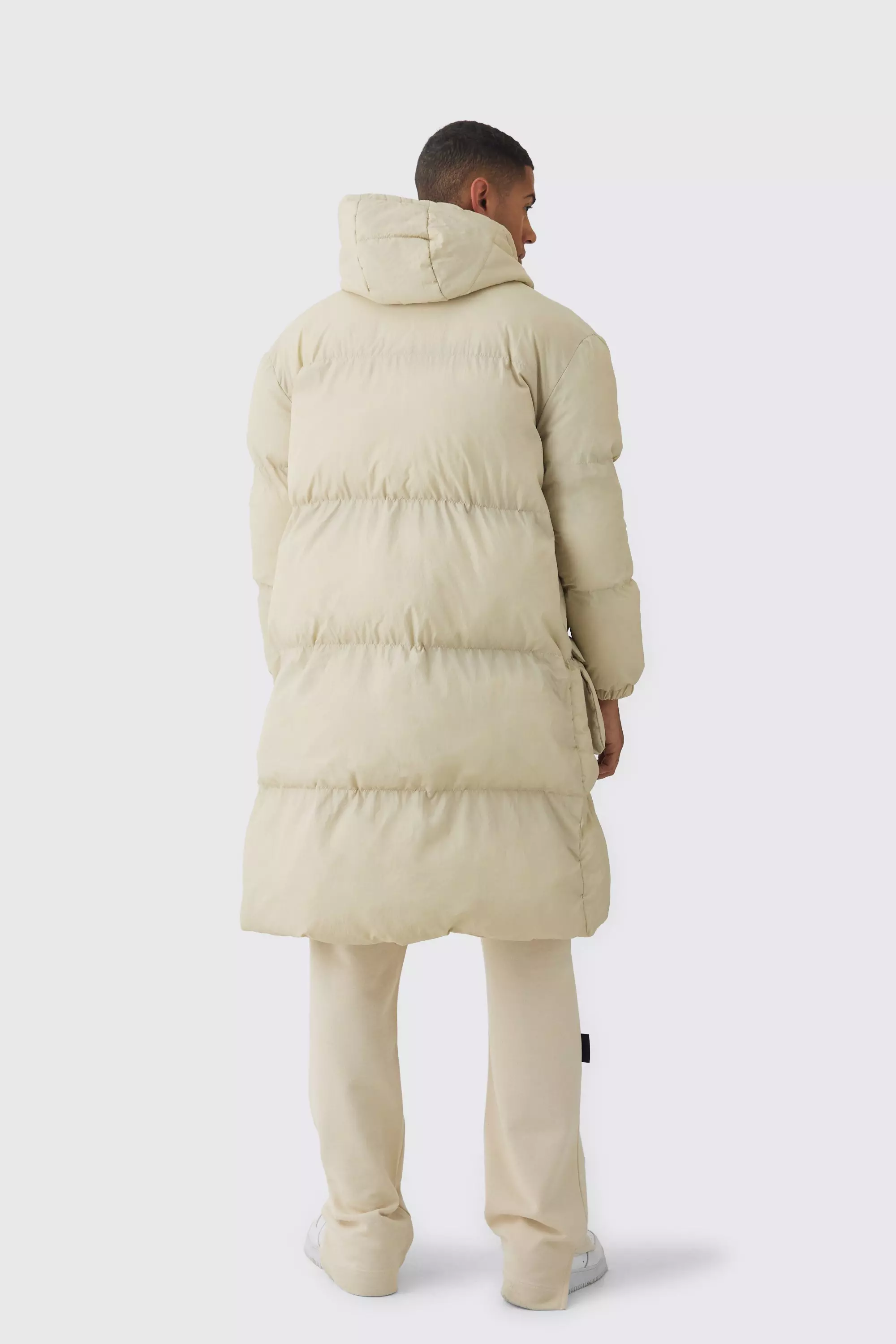 Doudoune longue à capuche et poches, Ecru autre image