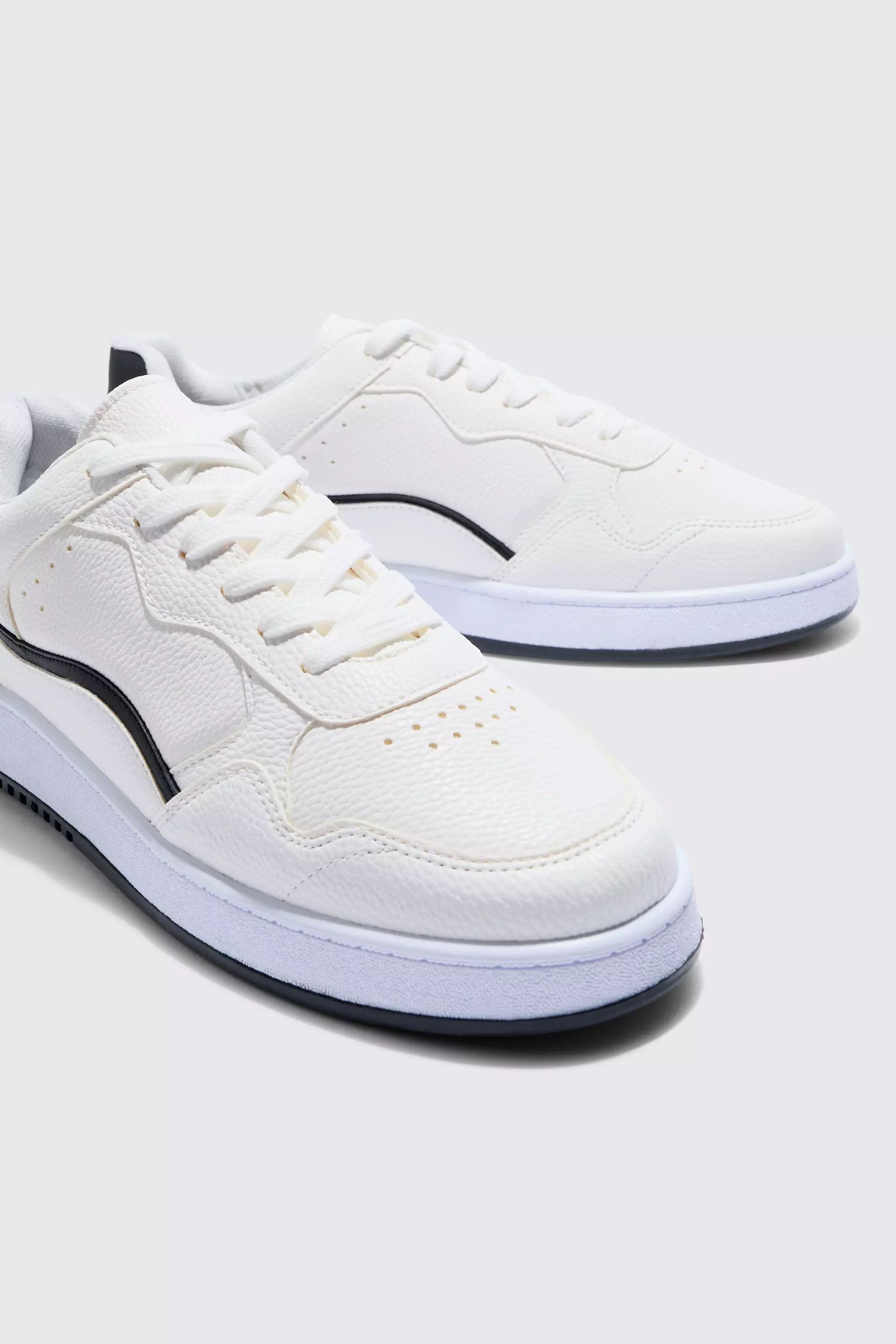 Boohooman white trainers clearance