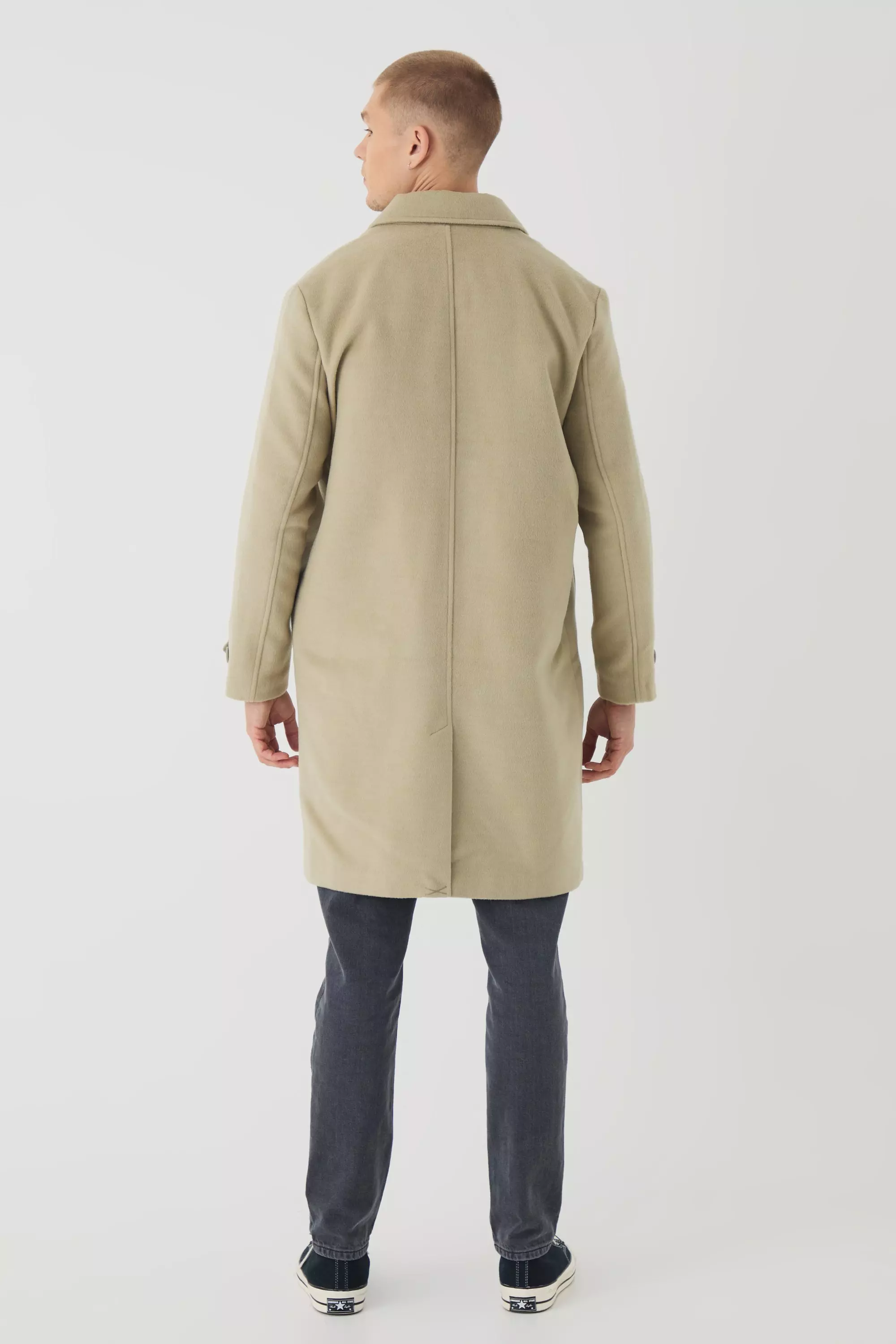Plain Collared Overcoat In Sage alternative image