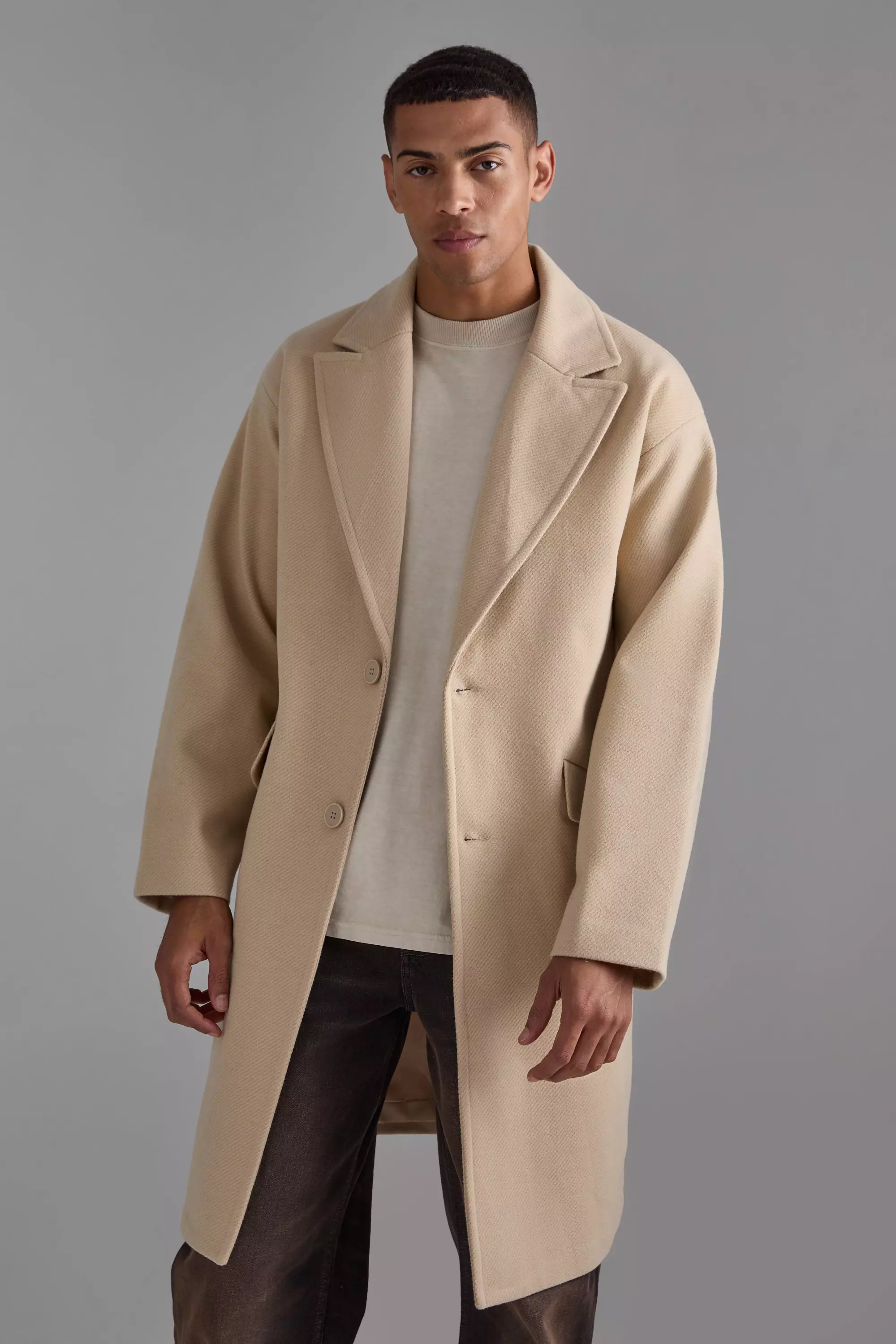 Single Breasted Overcoat In Sand Sand