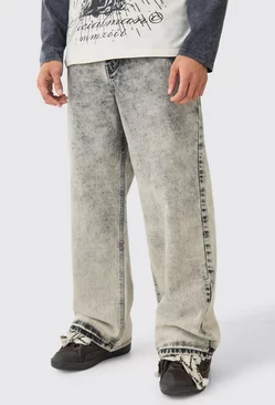 Grey Extreme Baggy Rigid Acid Wash Jeans In Charcoal