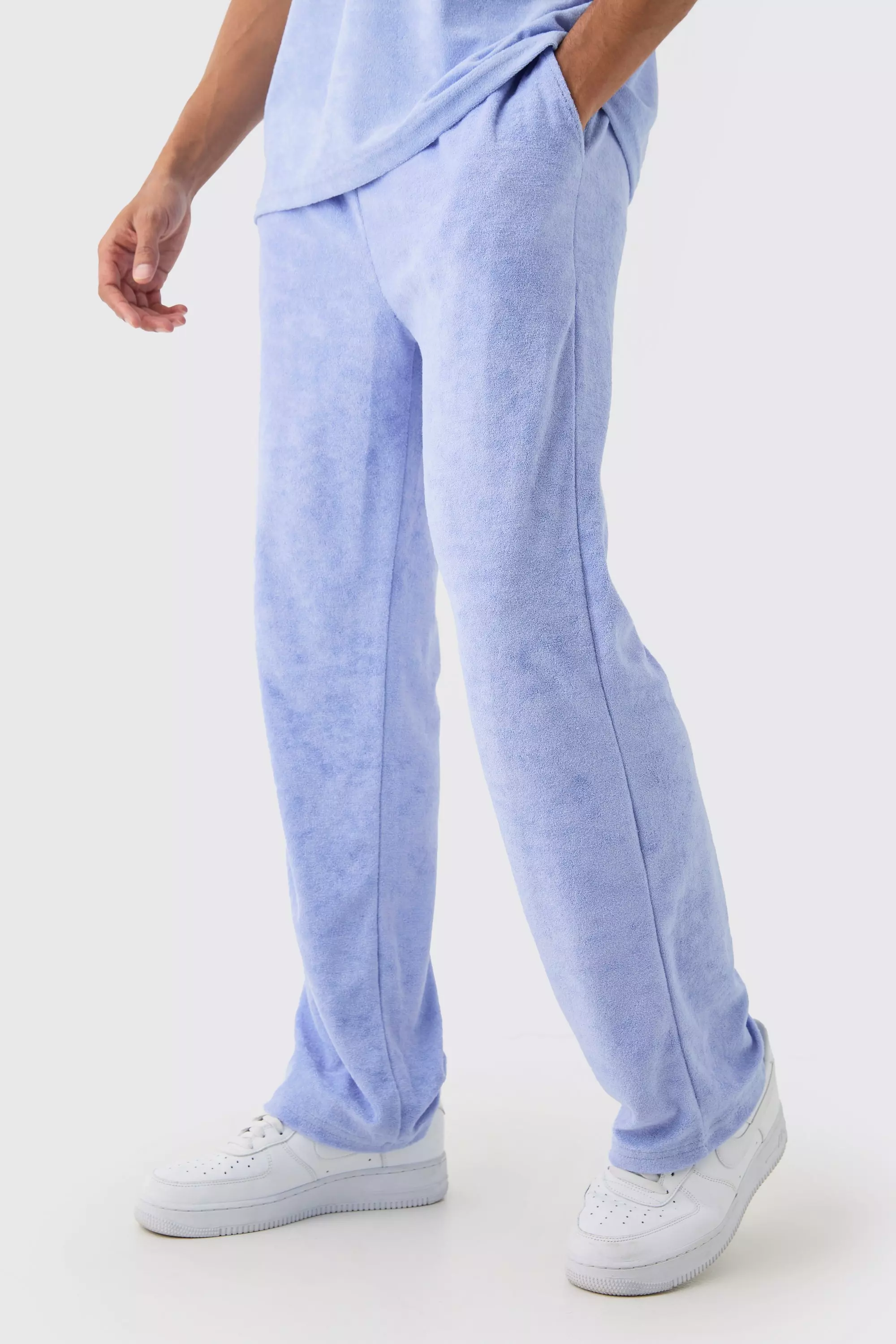 Dusty blue Relaxed Fit Towelling Sweatpants alternative image