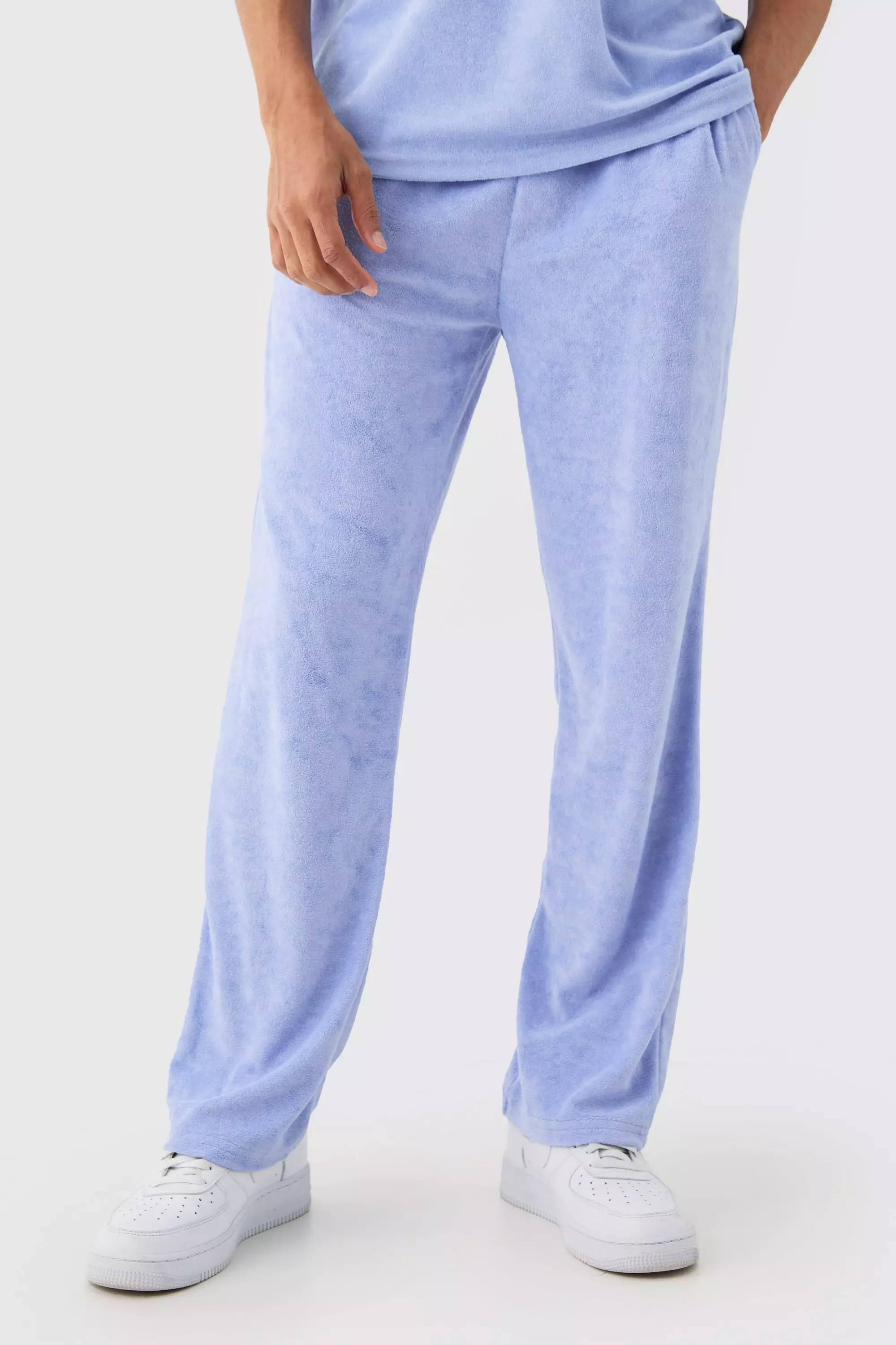 Dusty blue Relaxed Fit Towelling Sweatpants alternative image