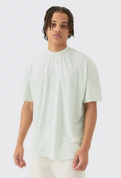 Green Oversized Extended Neck Towelling Homme T-shirt