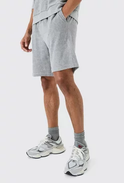 Relaxed Fit Mid Towelling Homme Shorts Grey marl