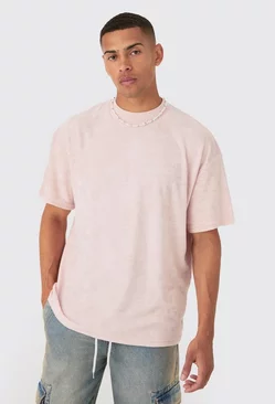 Pink Oversized Extended Neck Towelling T-shirt